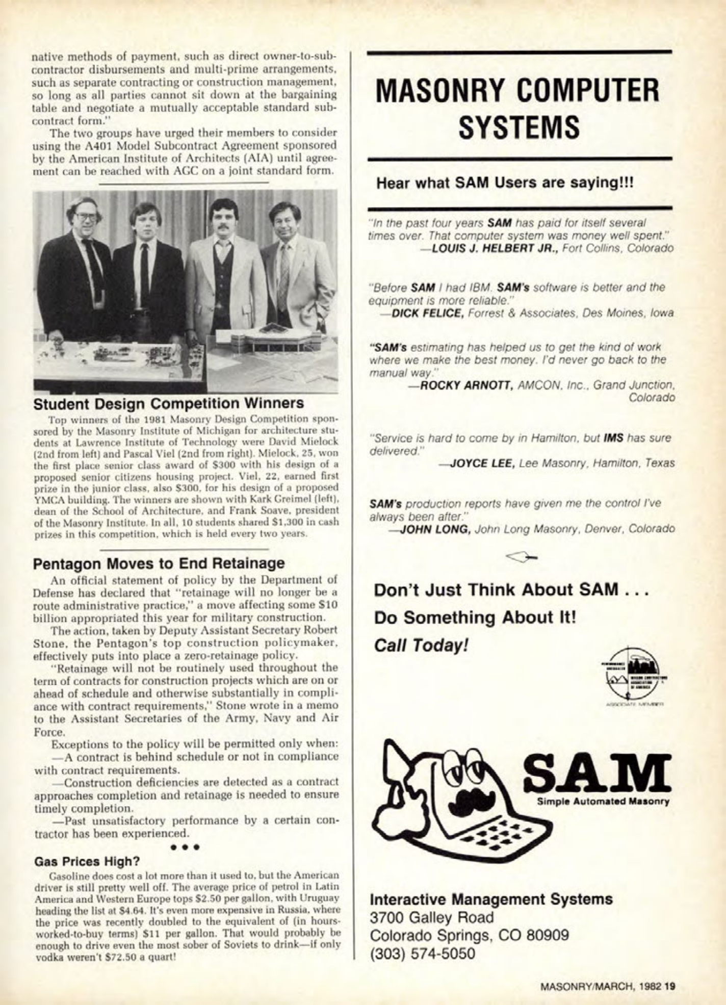 Masonry Magazine March 1982 Page. 19