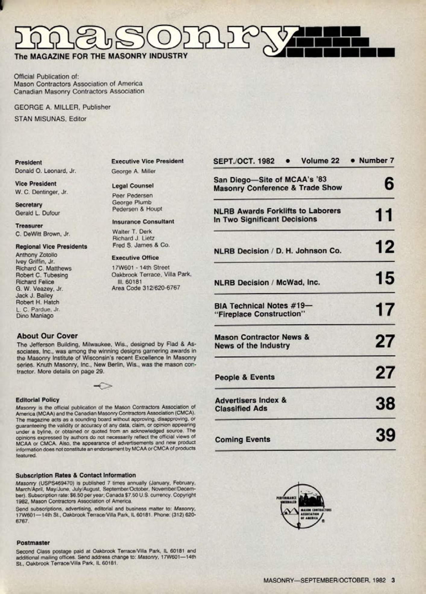 Masonry Magazine October 1982 Page. 3