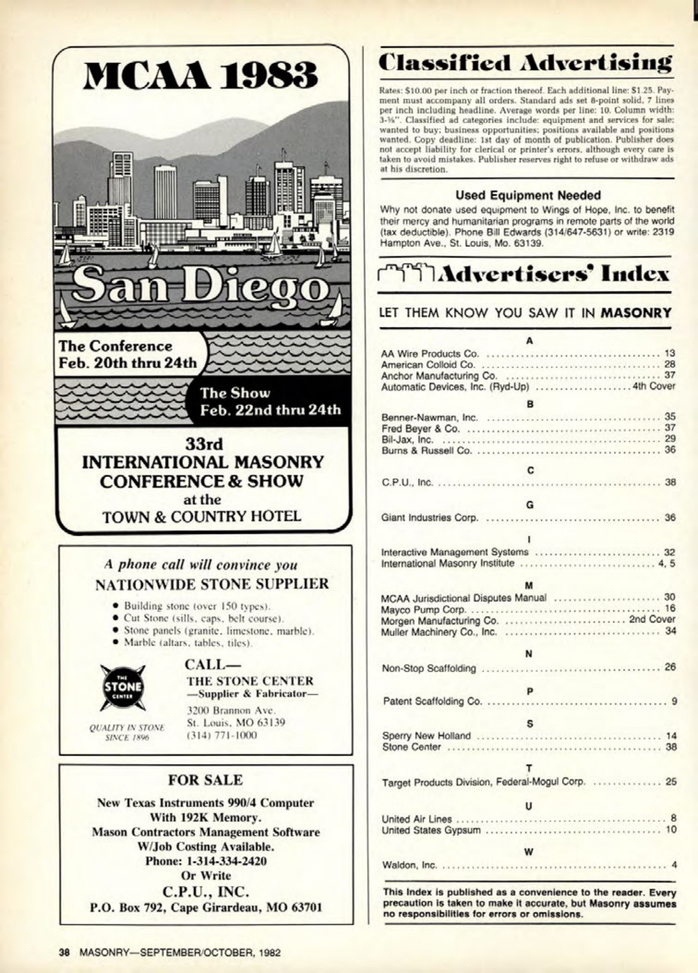 Masonry Magazine October 1982 Page. 38