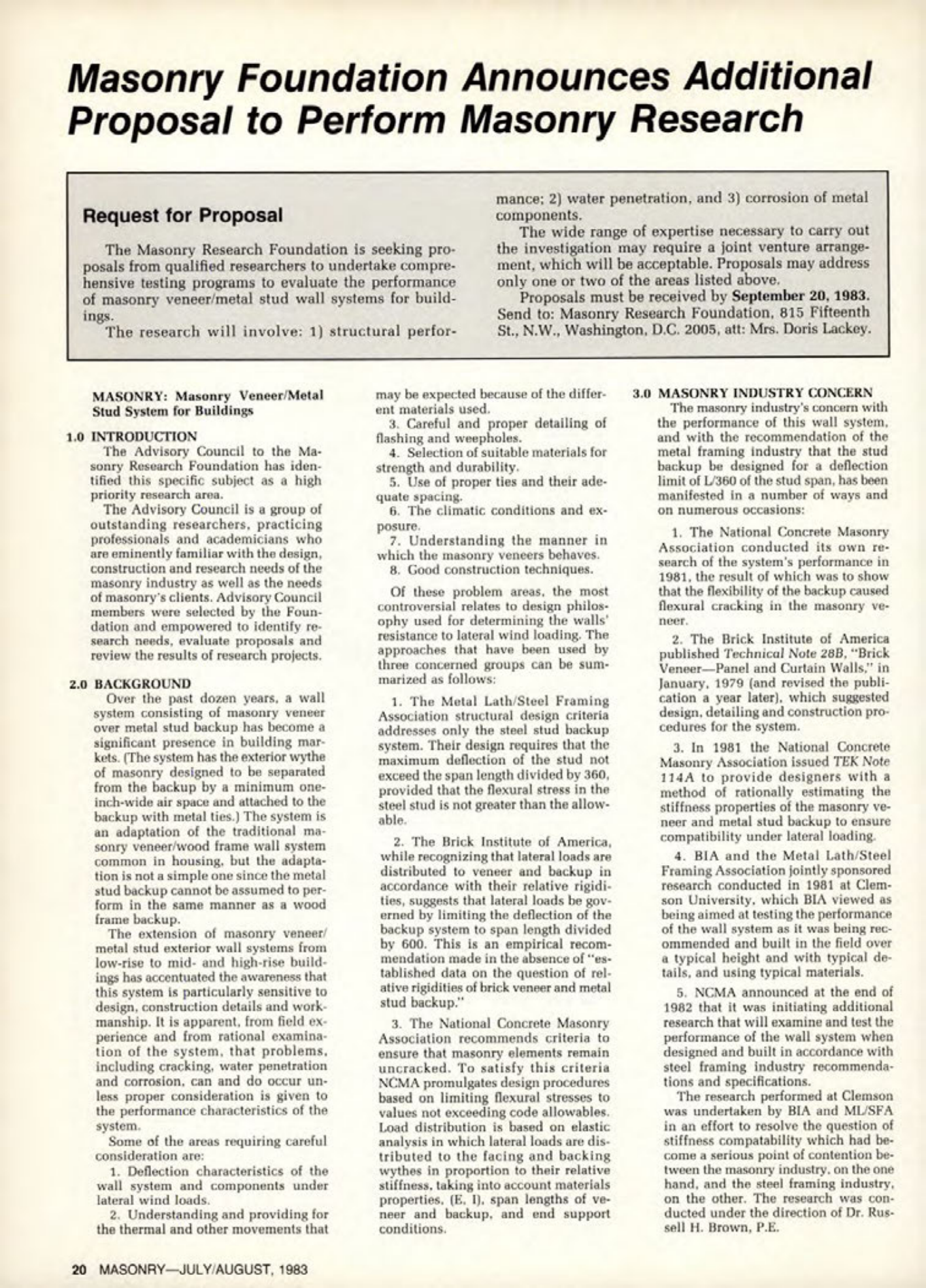 Masonry Magazine August 1983 Page. 20