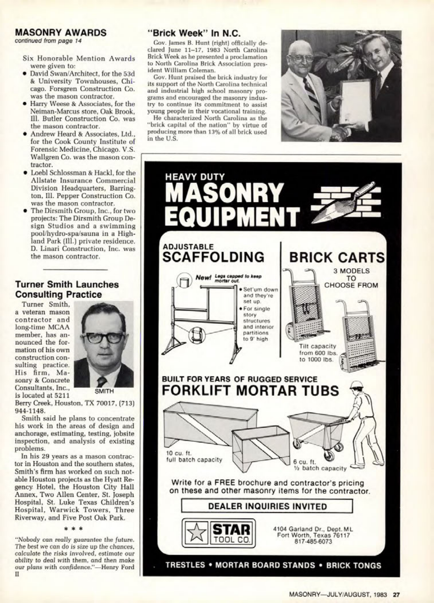 Masonry Magazine August 1983 Page. 27