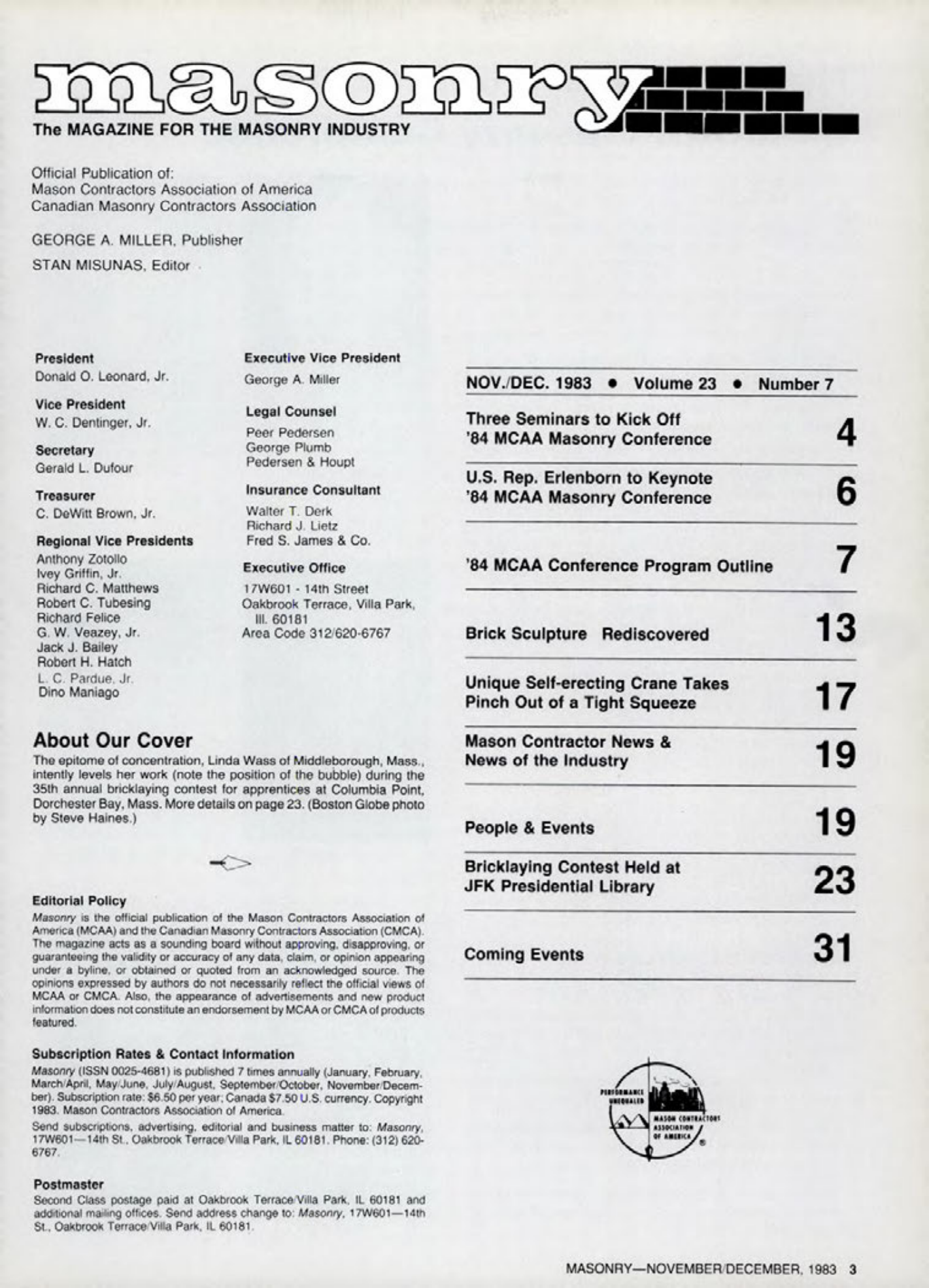 Masonry Magazine December 1983 Page. 3