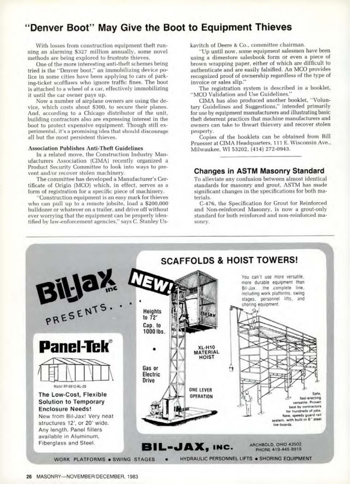 Masonry Magazine December 1983 Page. 26