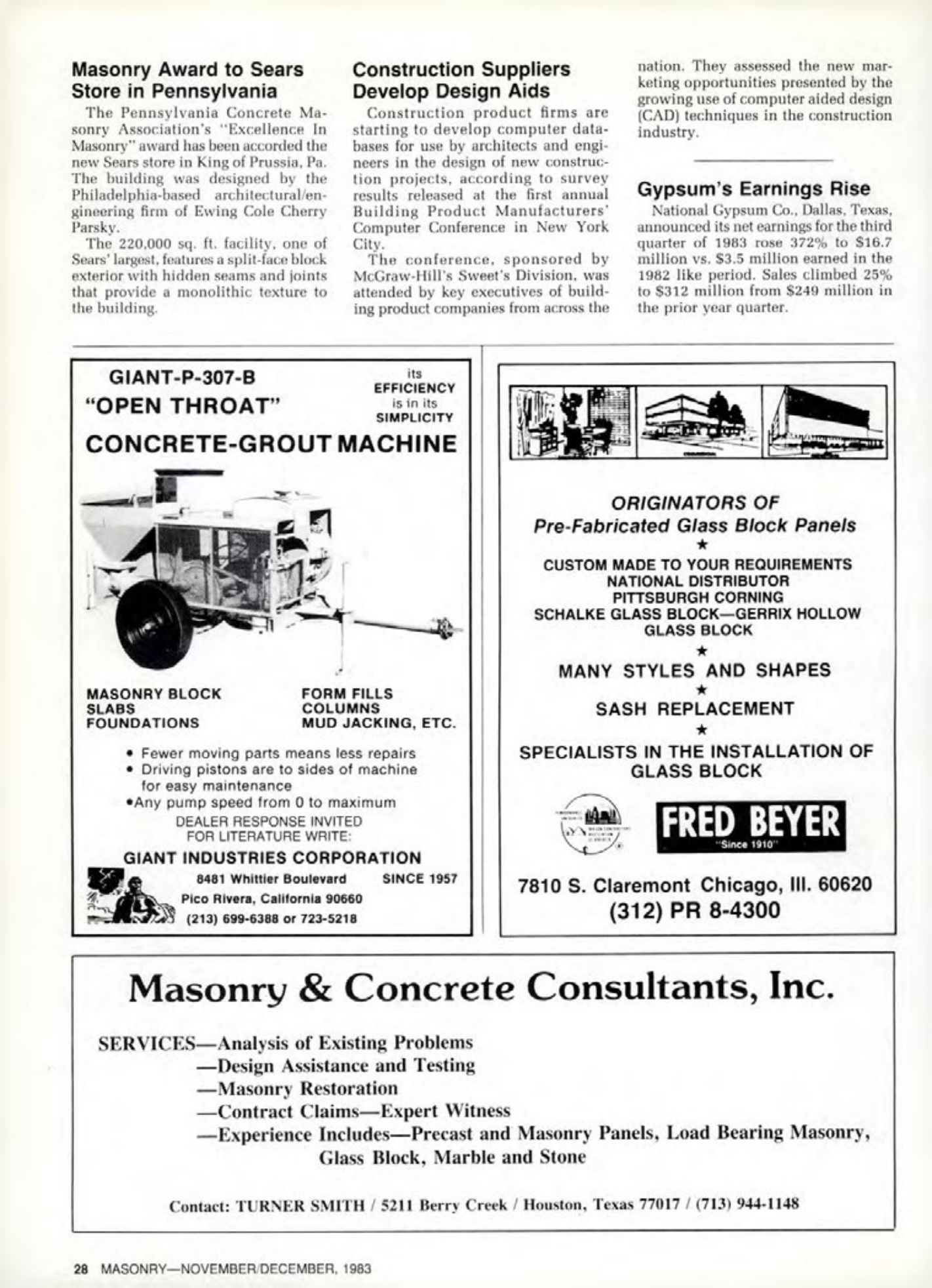 Masonry Magazine December 1983 Page. 28