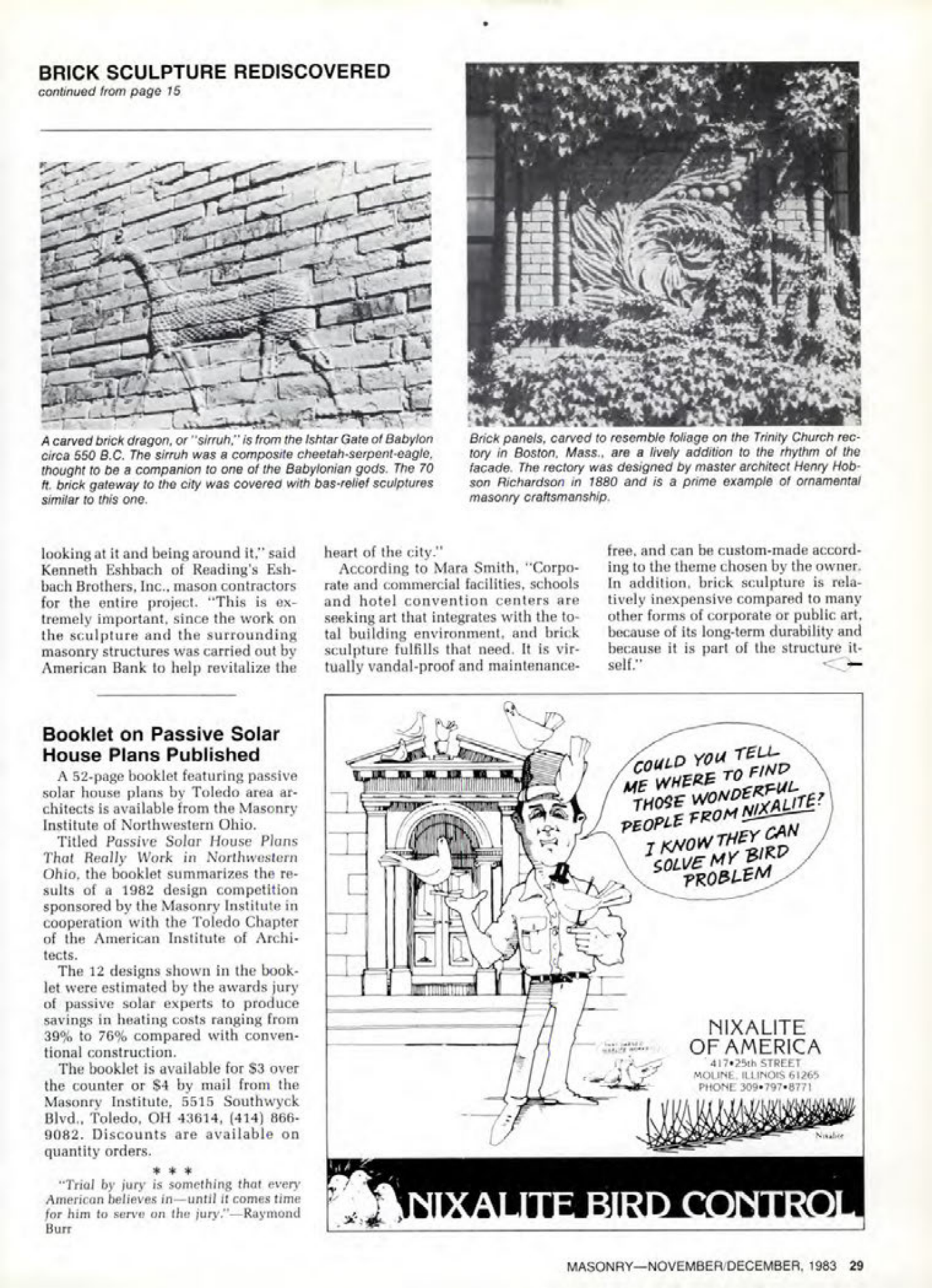Masonry Magazine December 1983 Page. 29