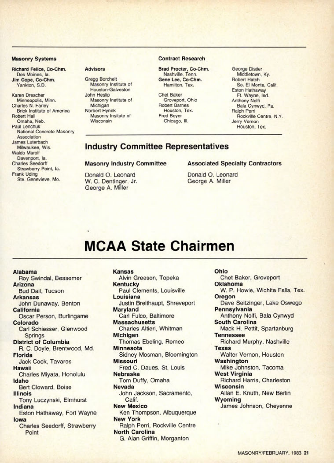 Masonry Magazine February 1983 Page. 21