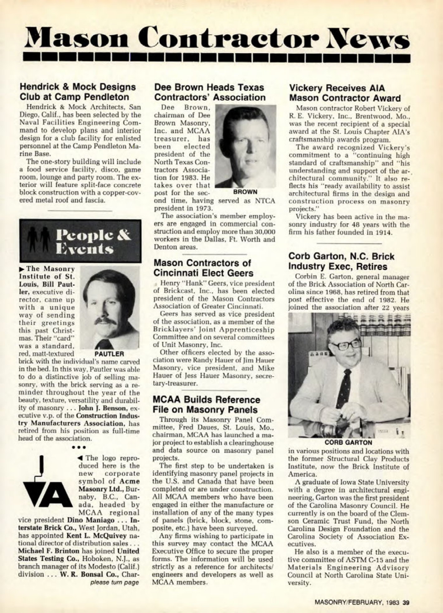 Masonry Magazine February 1983 Page. 39