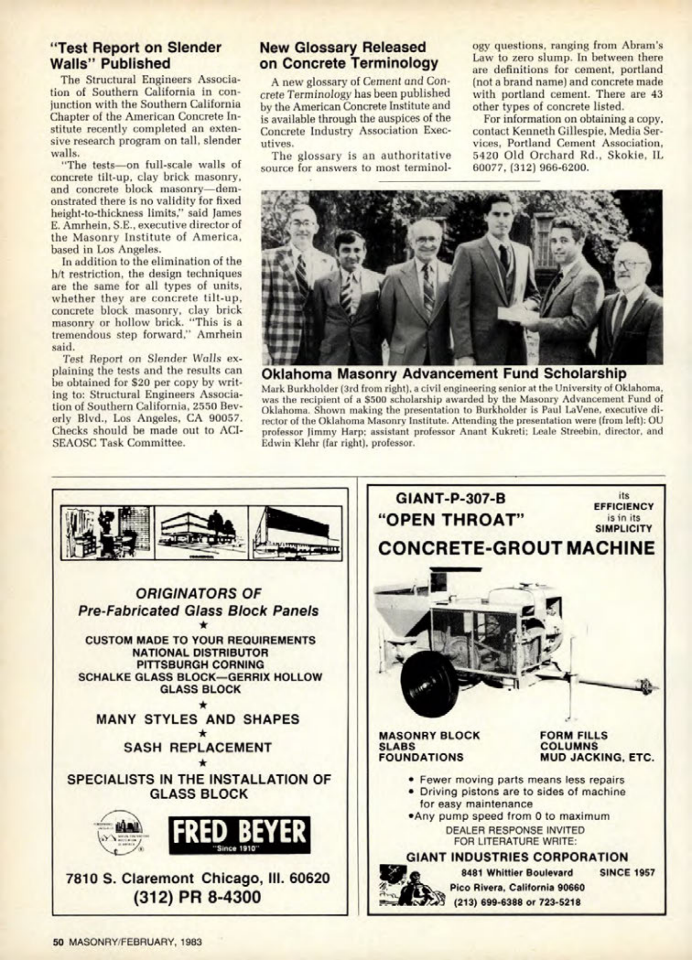 Masonry Magazine February 1983 Page. 50