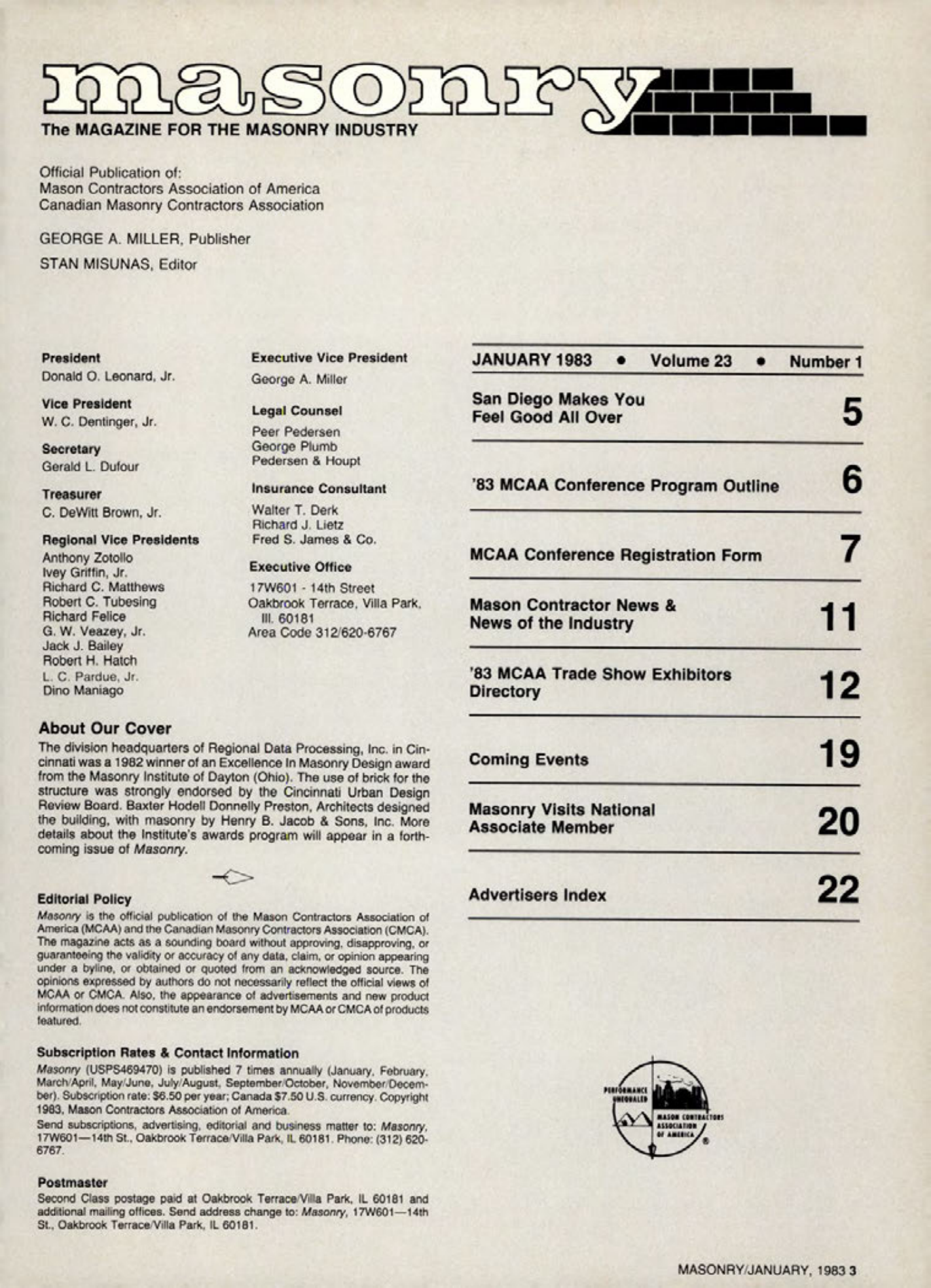 Masonry Magazine January 1983 Page. 3