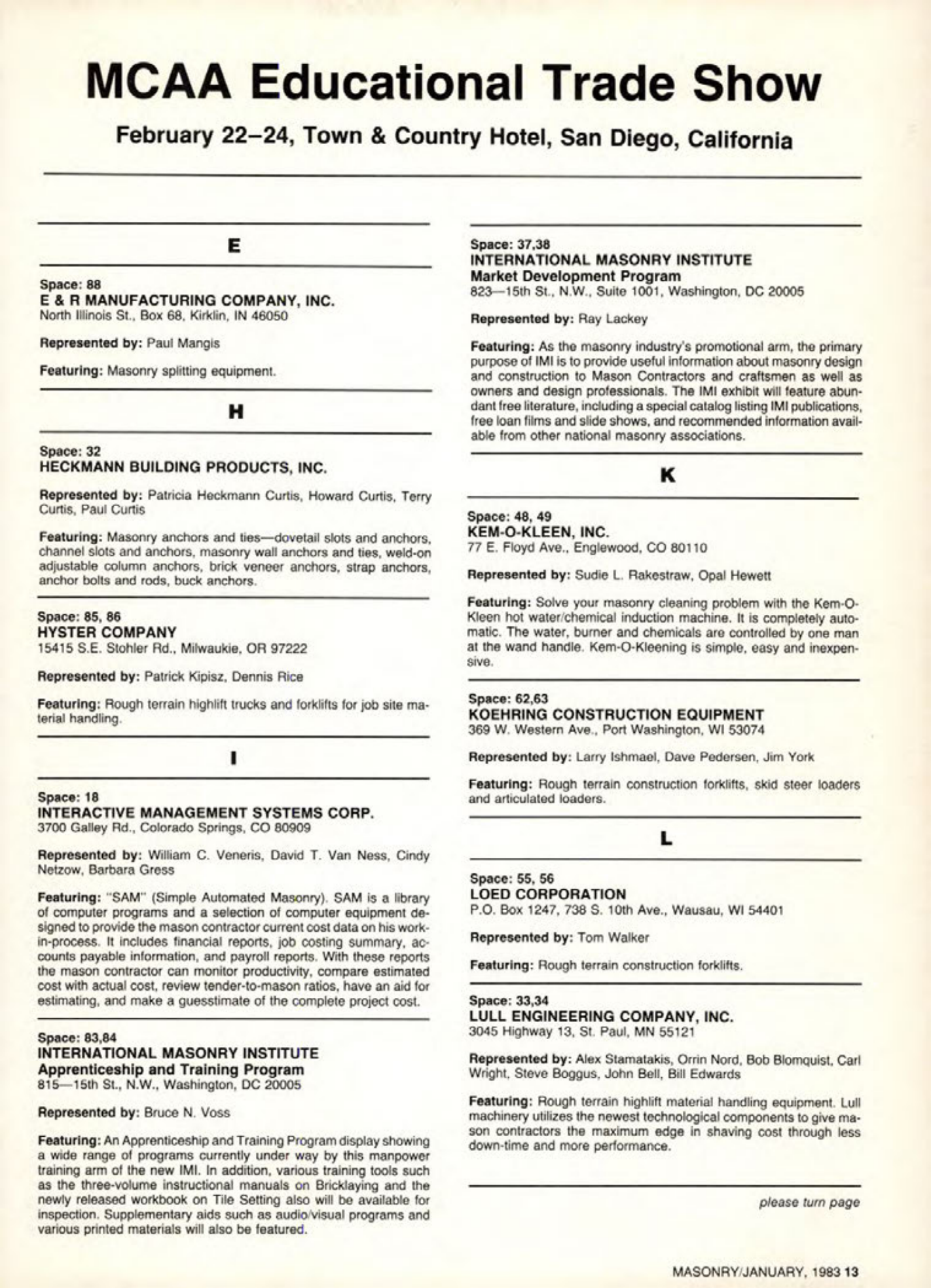 Masonry Magazine January 1983 Page. 13