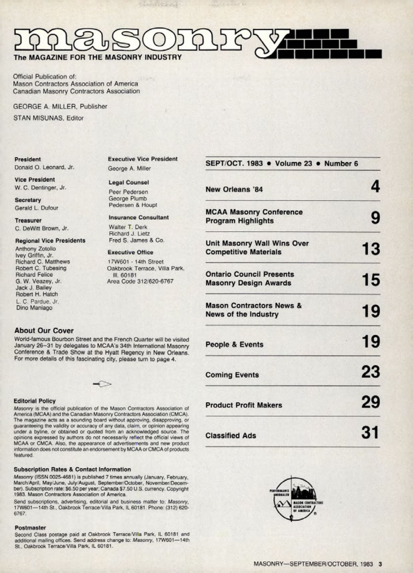 Masonry Magazine October 1983 Page. 3