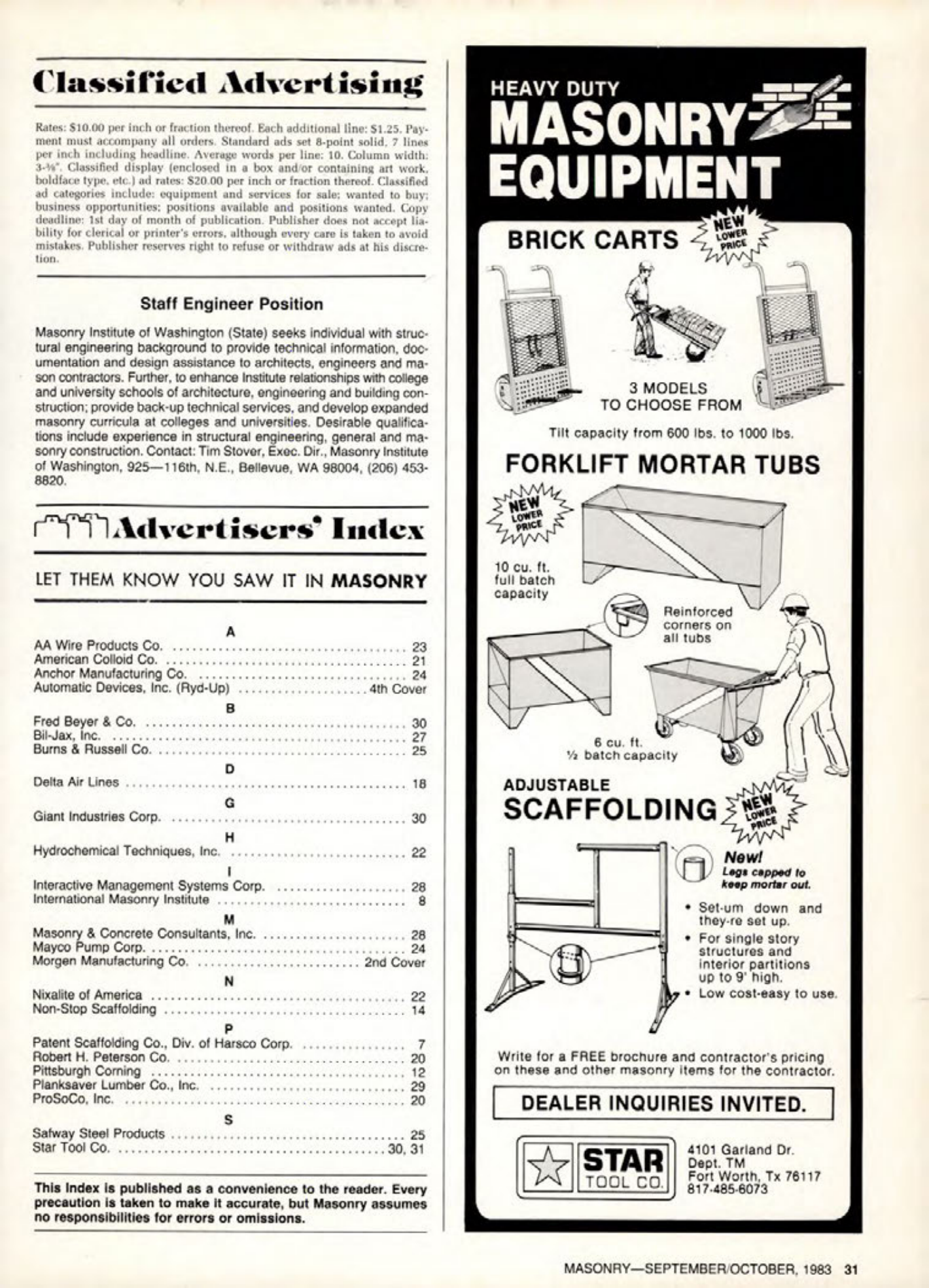 Masonry Magazine October 1983 Page. 31