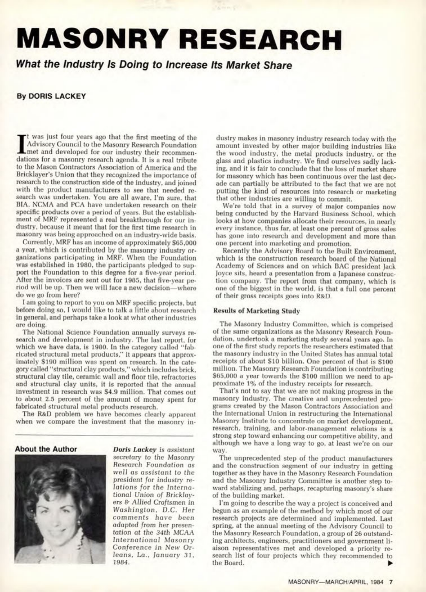 Masonry Magazine April 1984 Page. 7