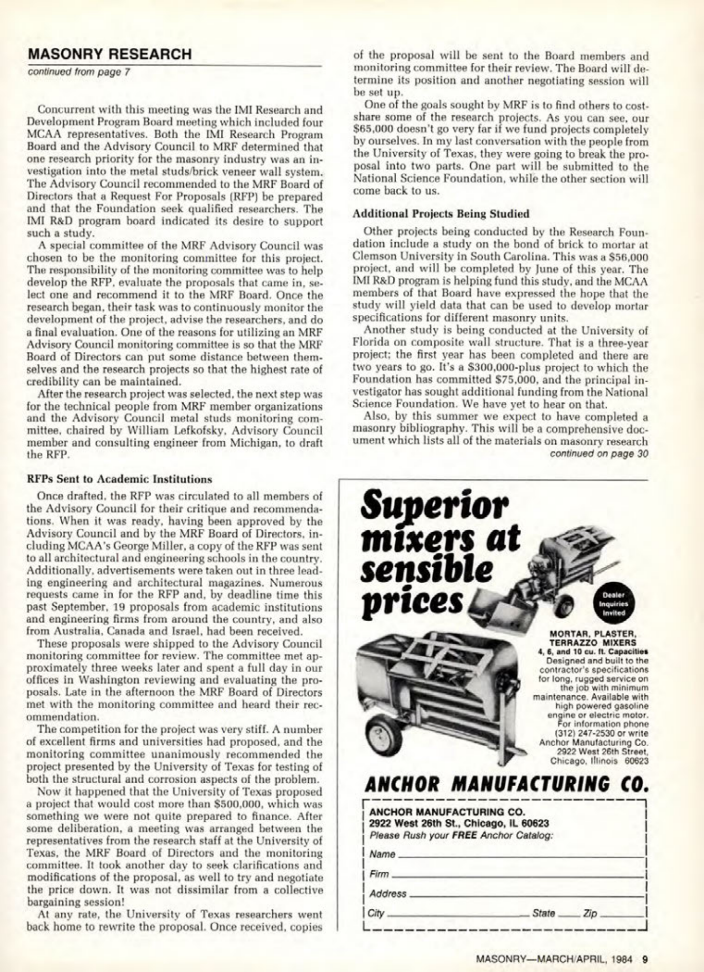 Masonry Magazine April 1984 Page. 9