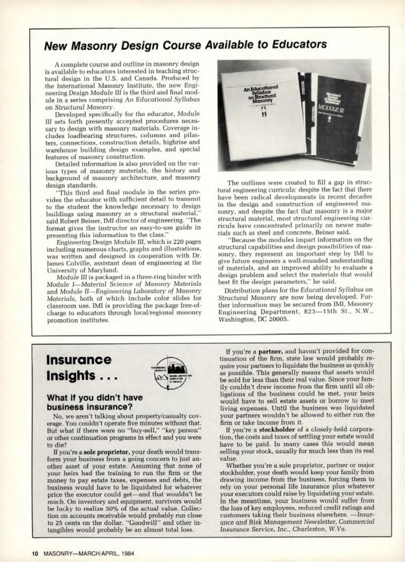 Masonry Magazine April 1984 Page. 10