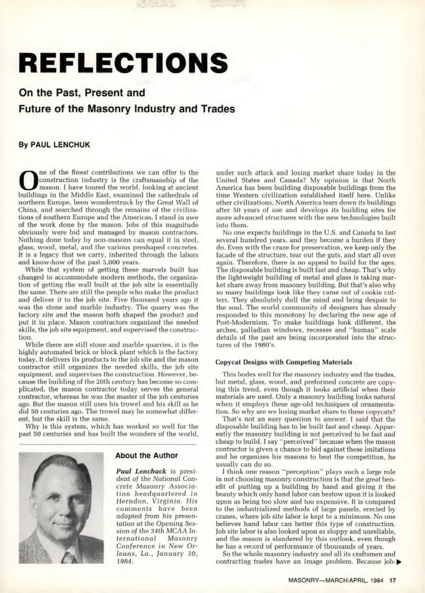Masonry Magazine April 1984 Page. 17