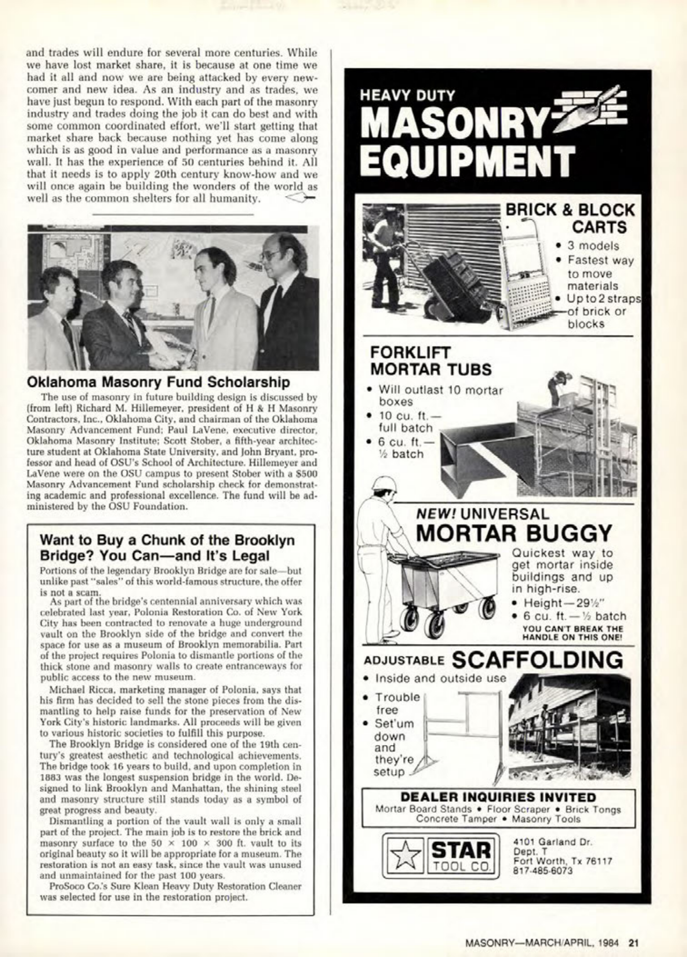 Masonry Magazine April 1984 Page. 21