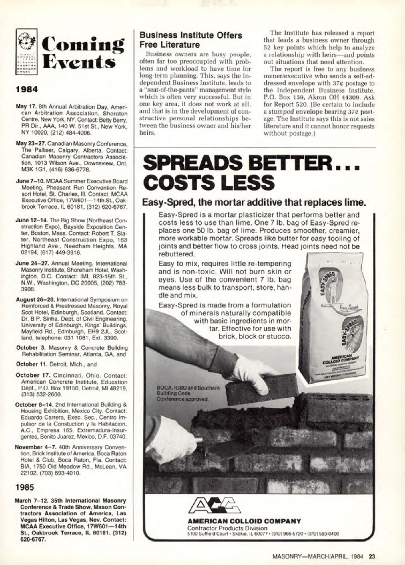 Masonry Magazine April 1984 Page. 23