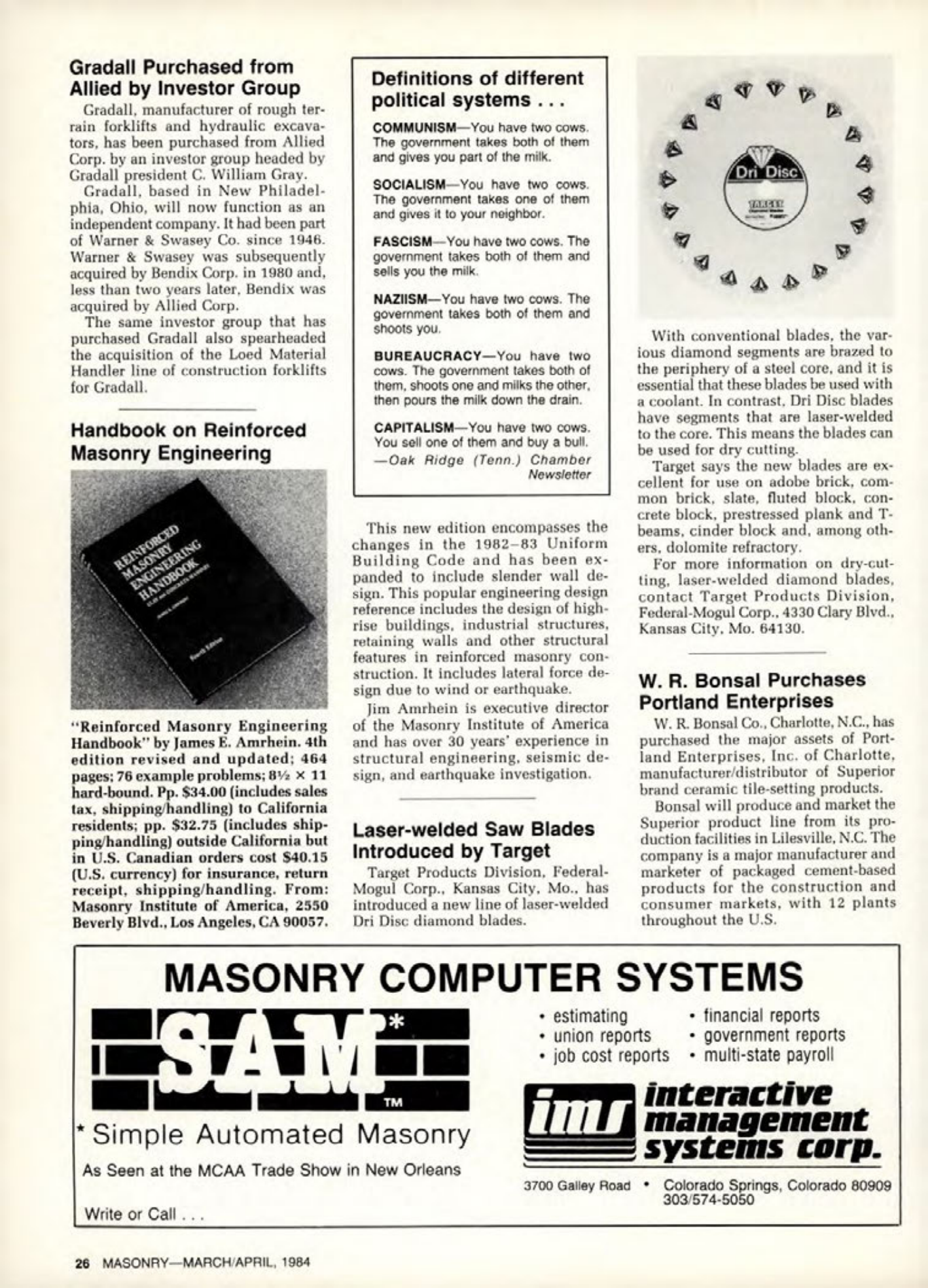 Masonry Magazine April 1984 Page. 26