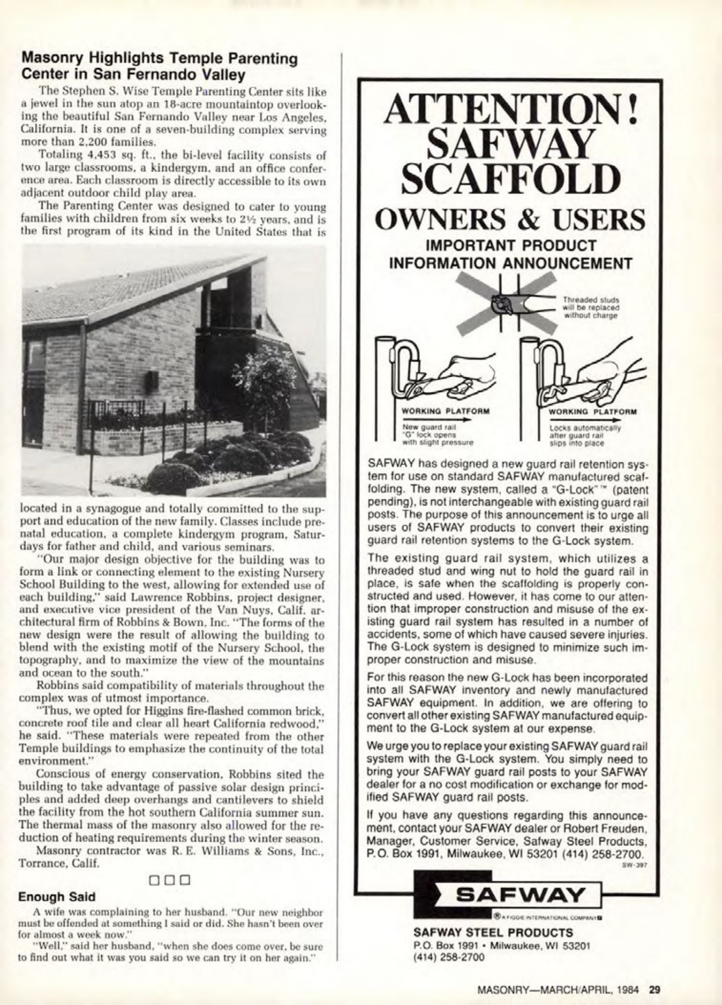 Masonry Magazine April 1984 Page. 29