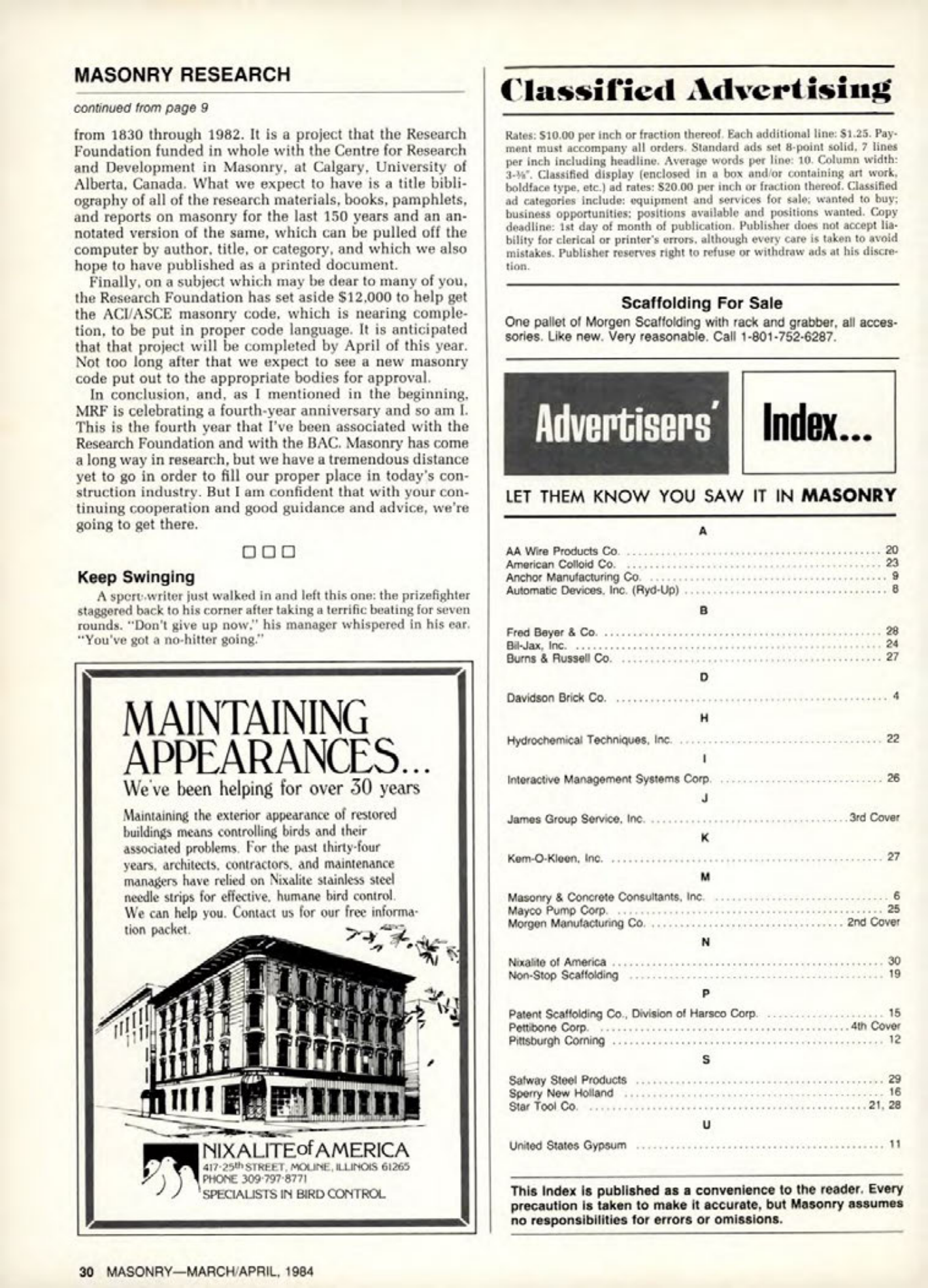Masonry Magazine April 1984 Page. 30