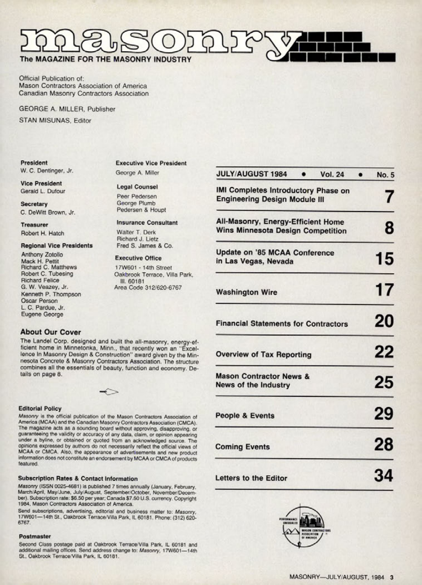 Masonry Magazine August 1984 Page. 3