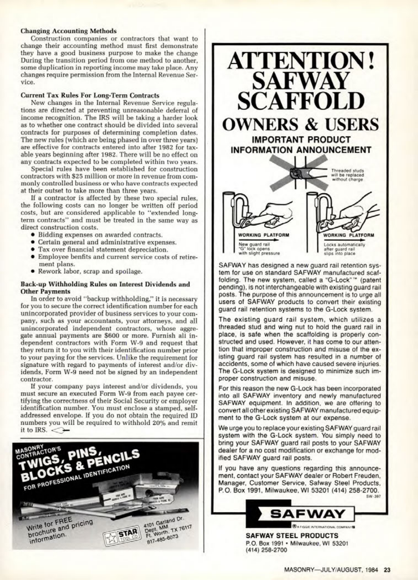 Masonry Magazine August 1984 Page. 23