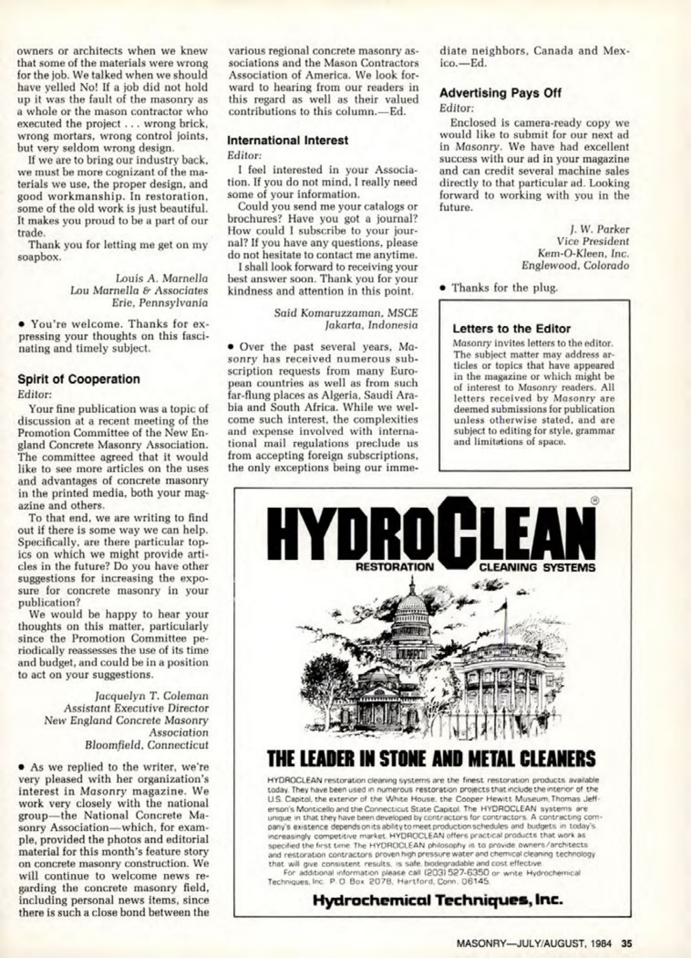Masonry Magazine August 1984 Page. 35