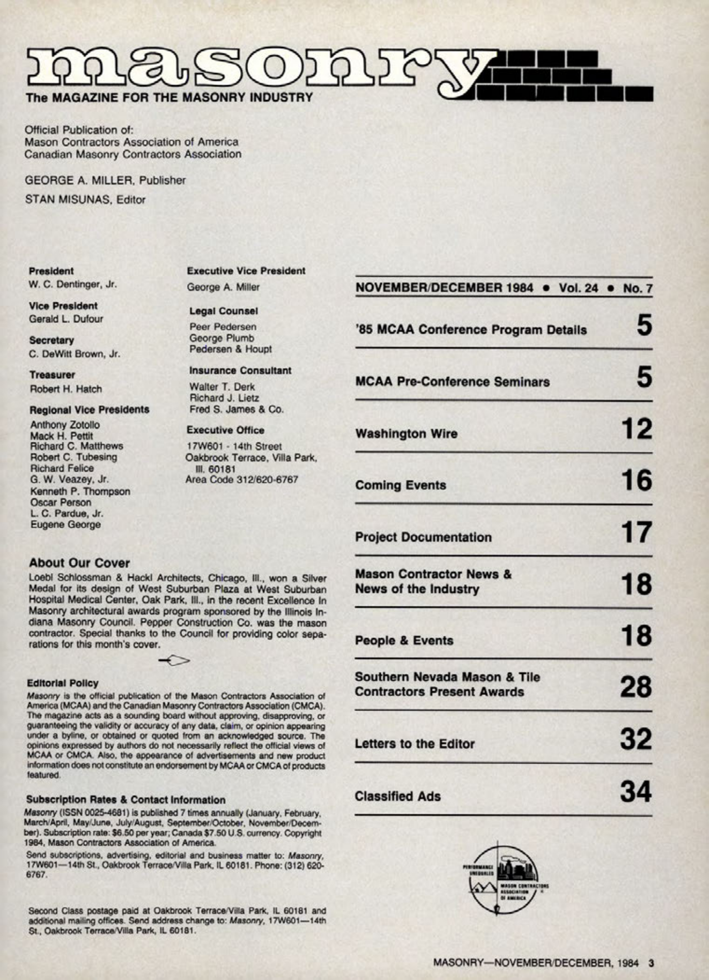 Masonry Magazine December 1984 Page. 3
