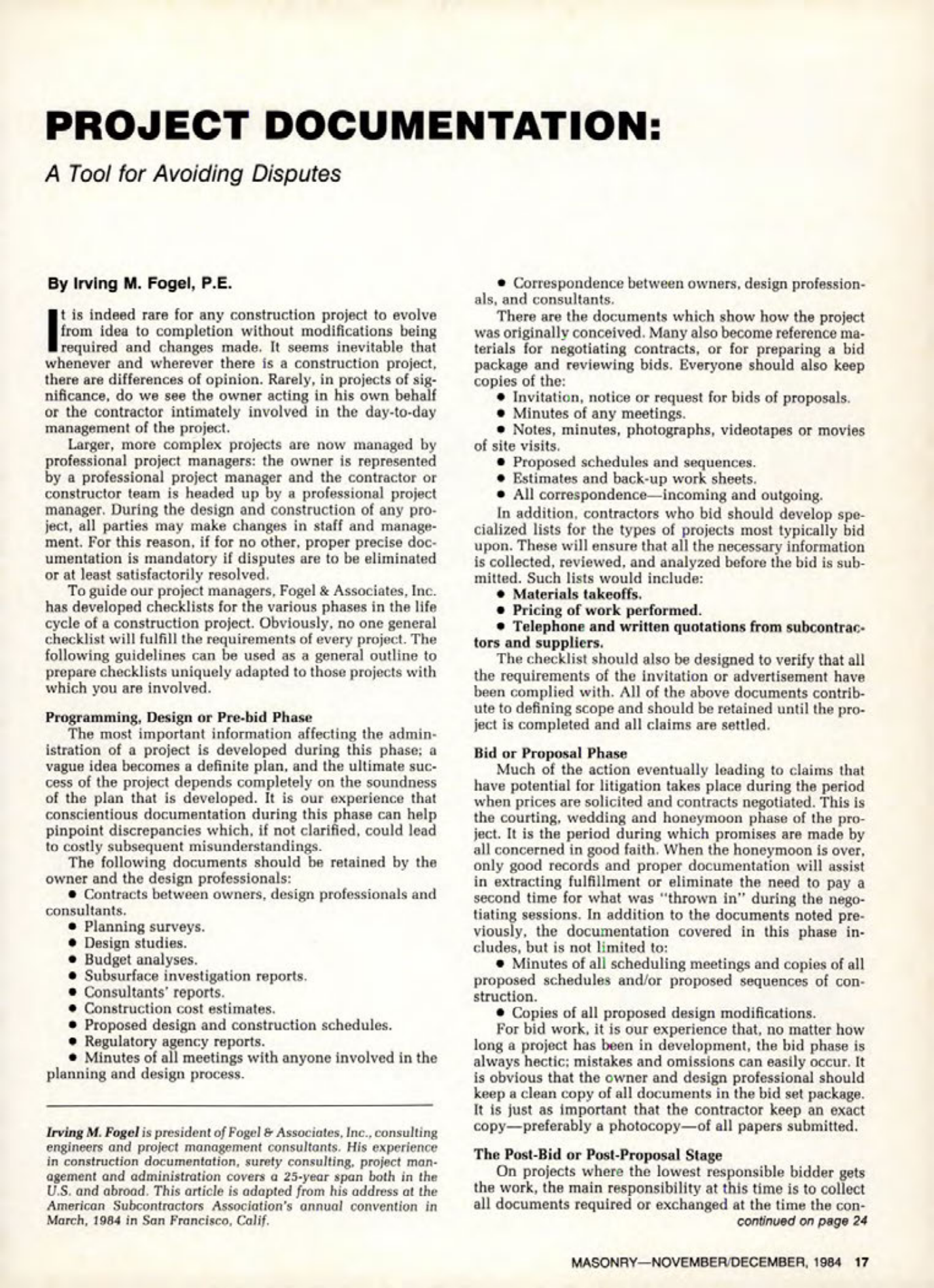 Masonry Magazine December 1984 Page. 17