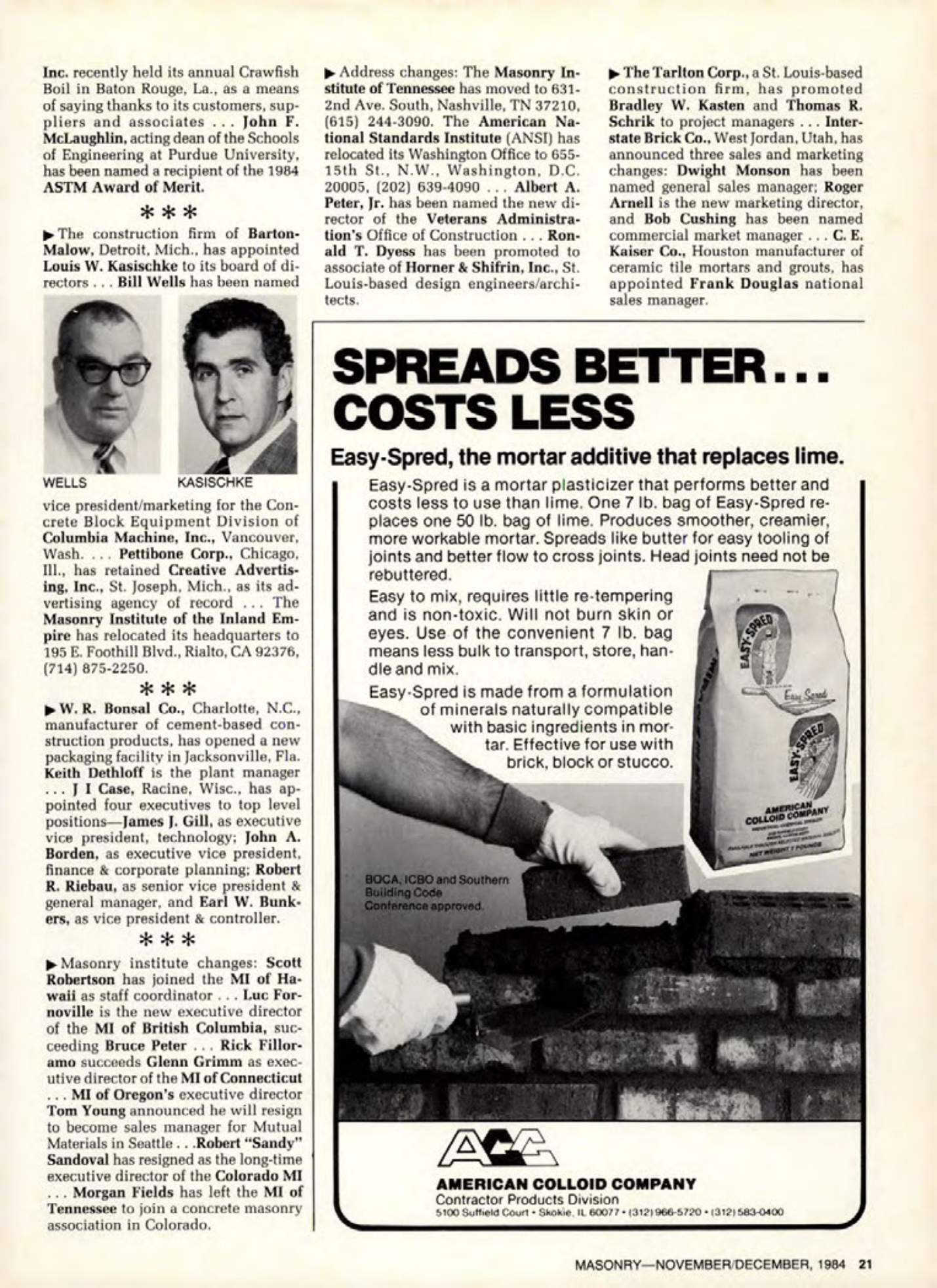 Masonry Magazine December 1984 Page. 21