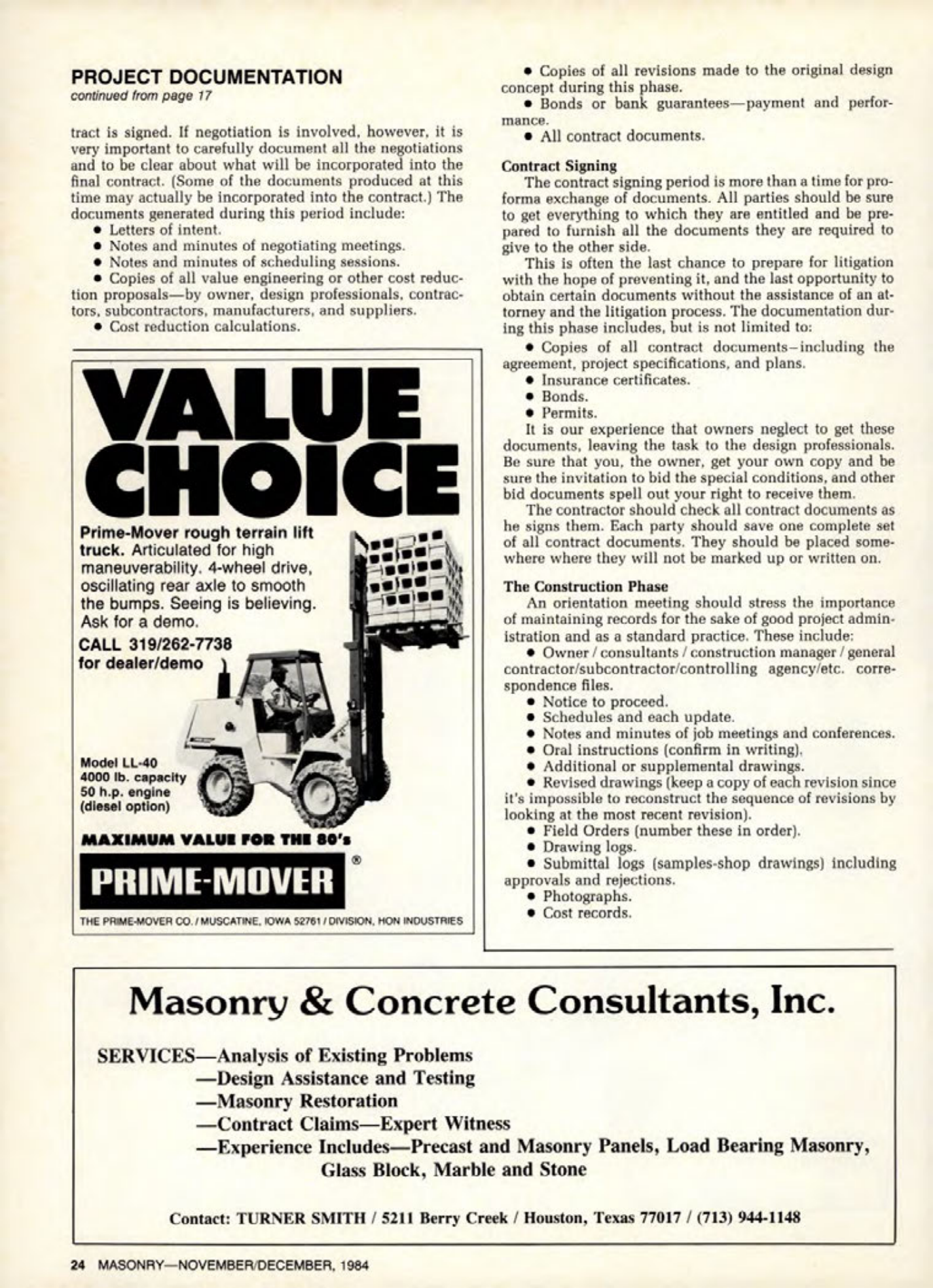 Masonry Magazine December 1984 Page. 24