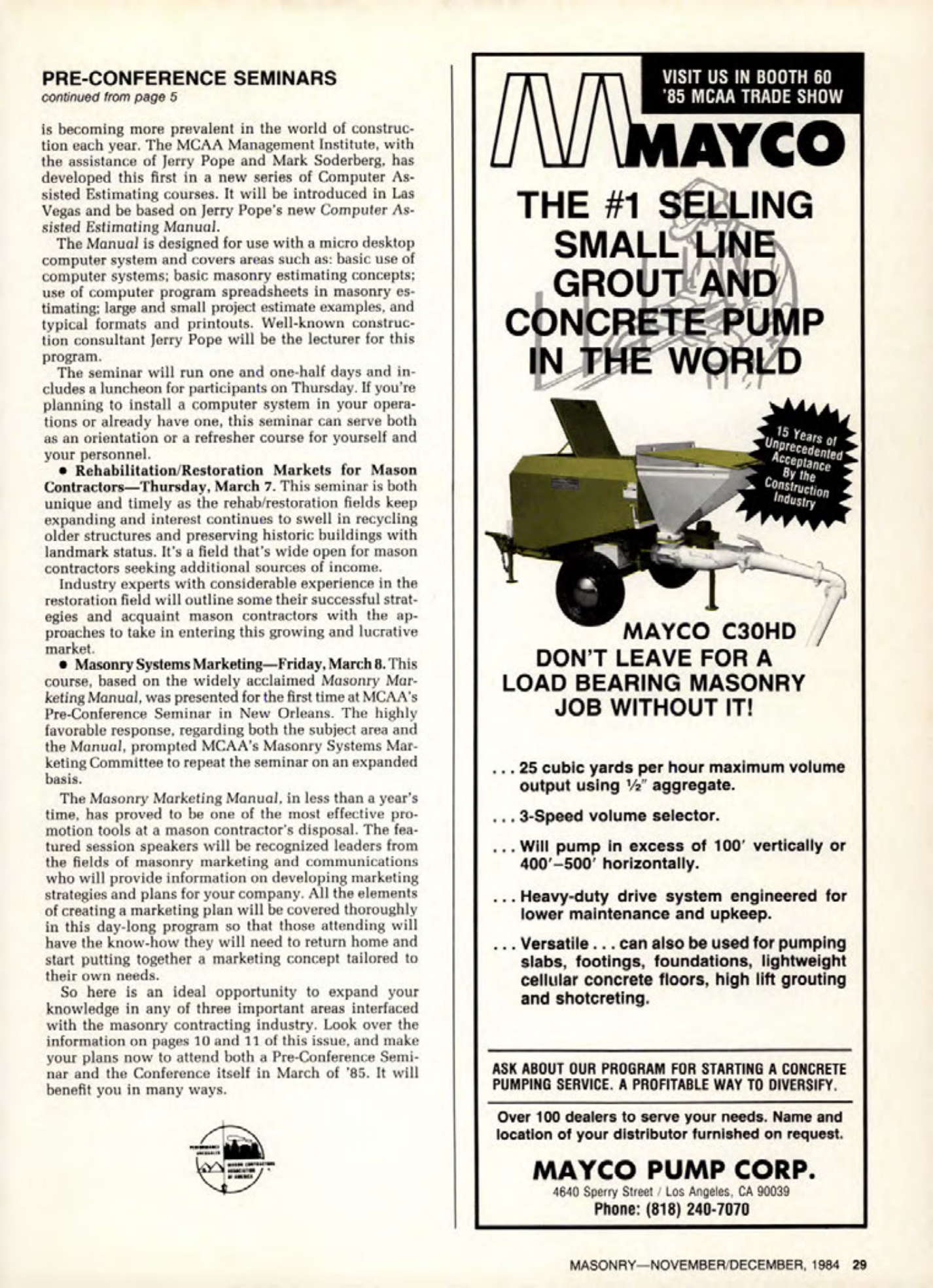 Masonry Magazine December 1984 Page. 29