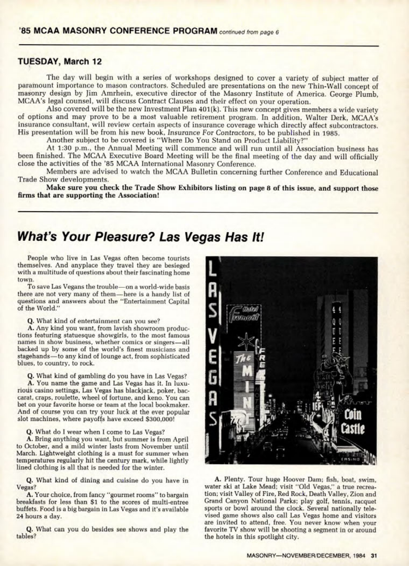 Masonry Magazine December 1984 Page. 31