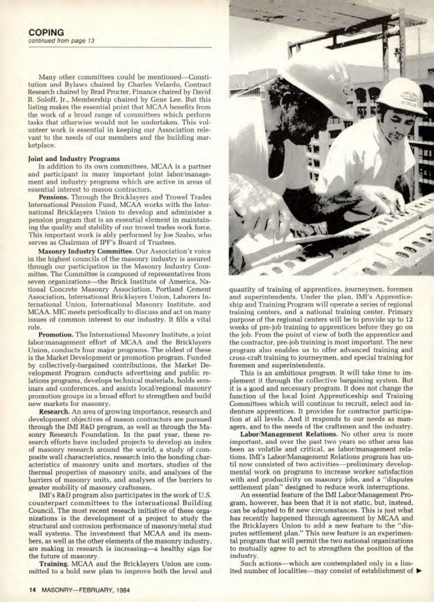 Masonry Magazine February 1984 Page. 14