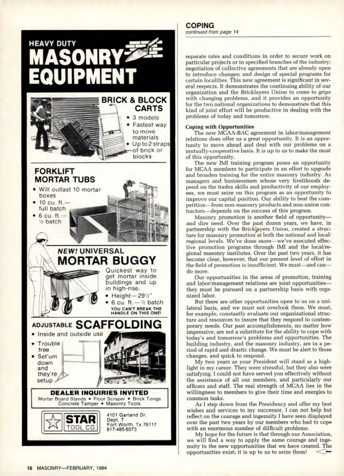 Masonry Magazine February 1984 Page. 16