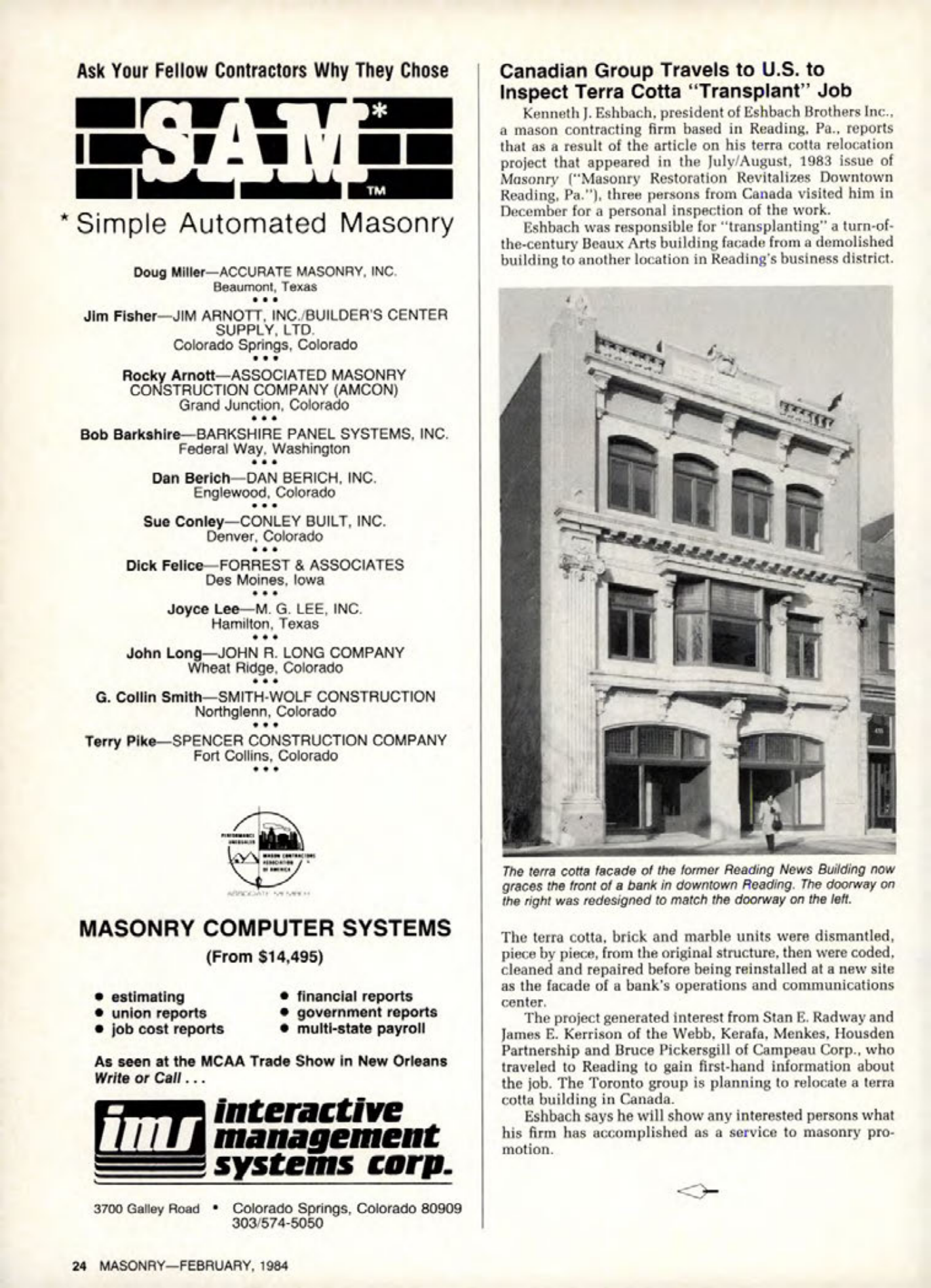 Masonry Magazine February 1984 Page. 24