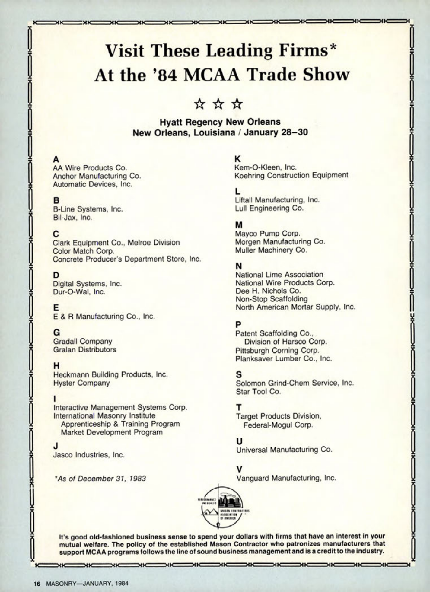 Masonry Magazine January 1984 Page. 16