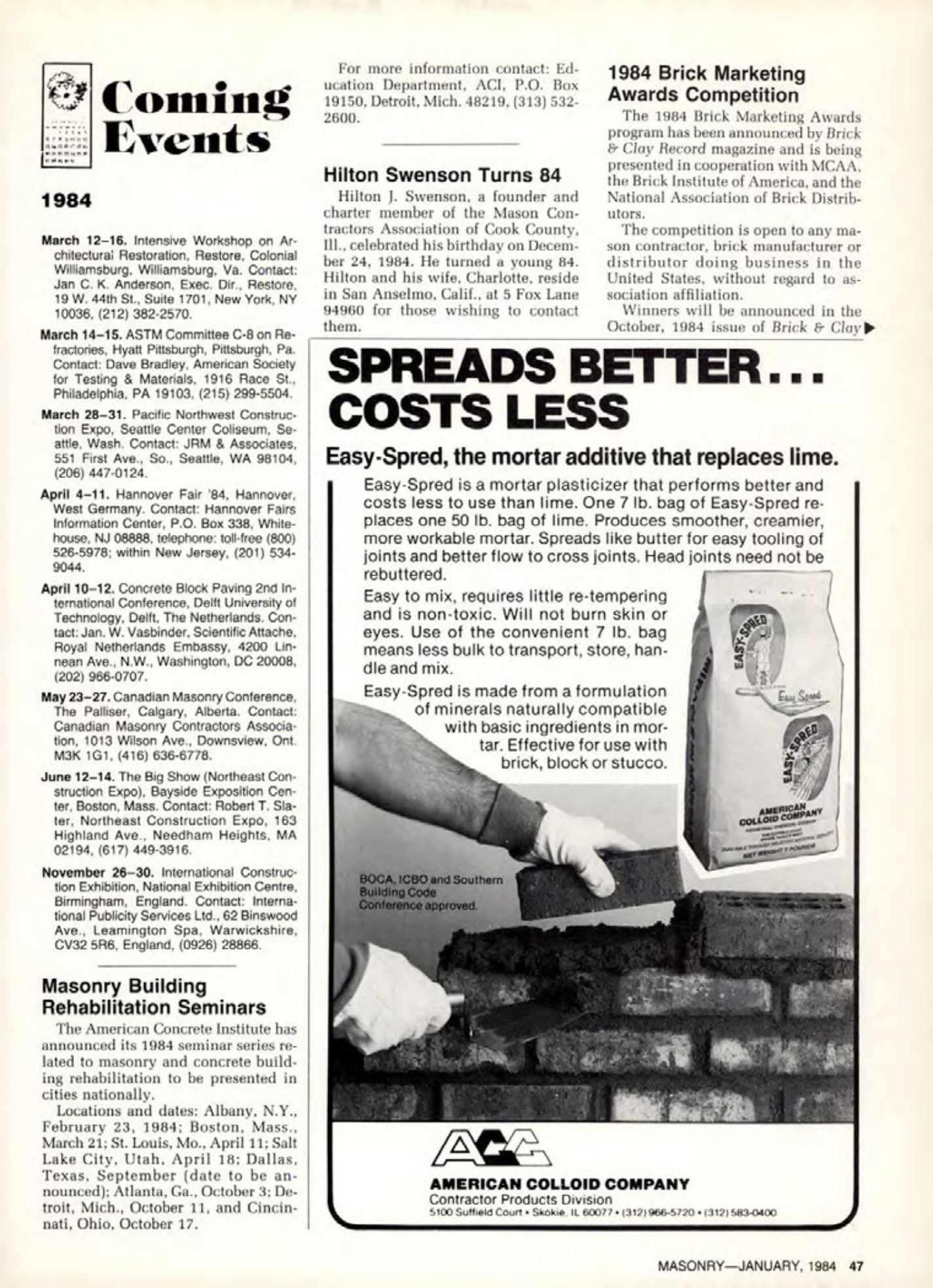 Masonry Magazine January 1984 Page. 47
