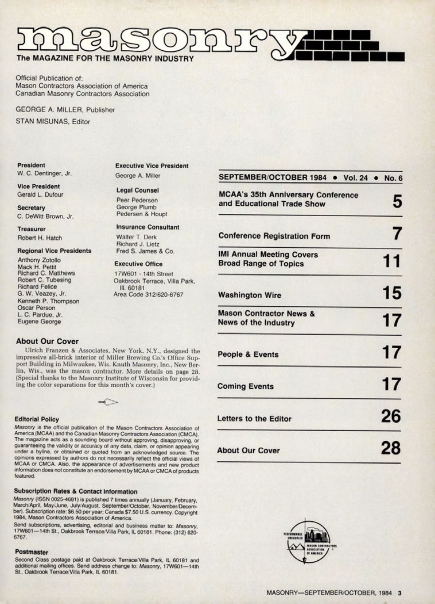 Masonry Magazine October 1984 Page. 3