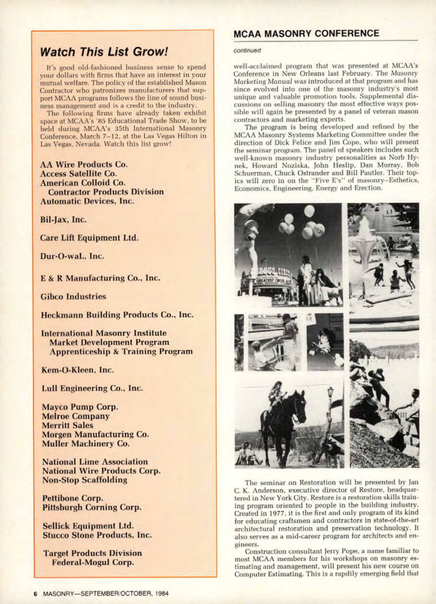 Masonry Magazine October 1984 Page. 6