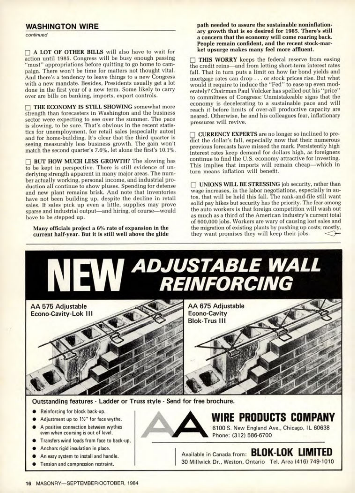 Masonry Magazine October 1984 Page. 16