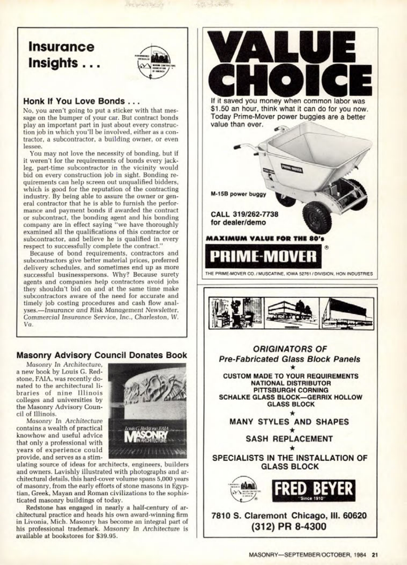 Masonry Magazine October 1984 Page. 21
