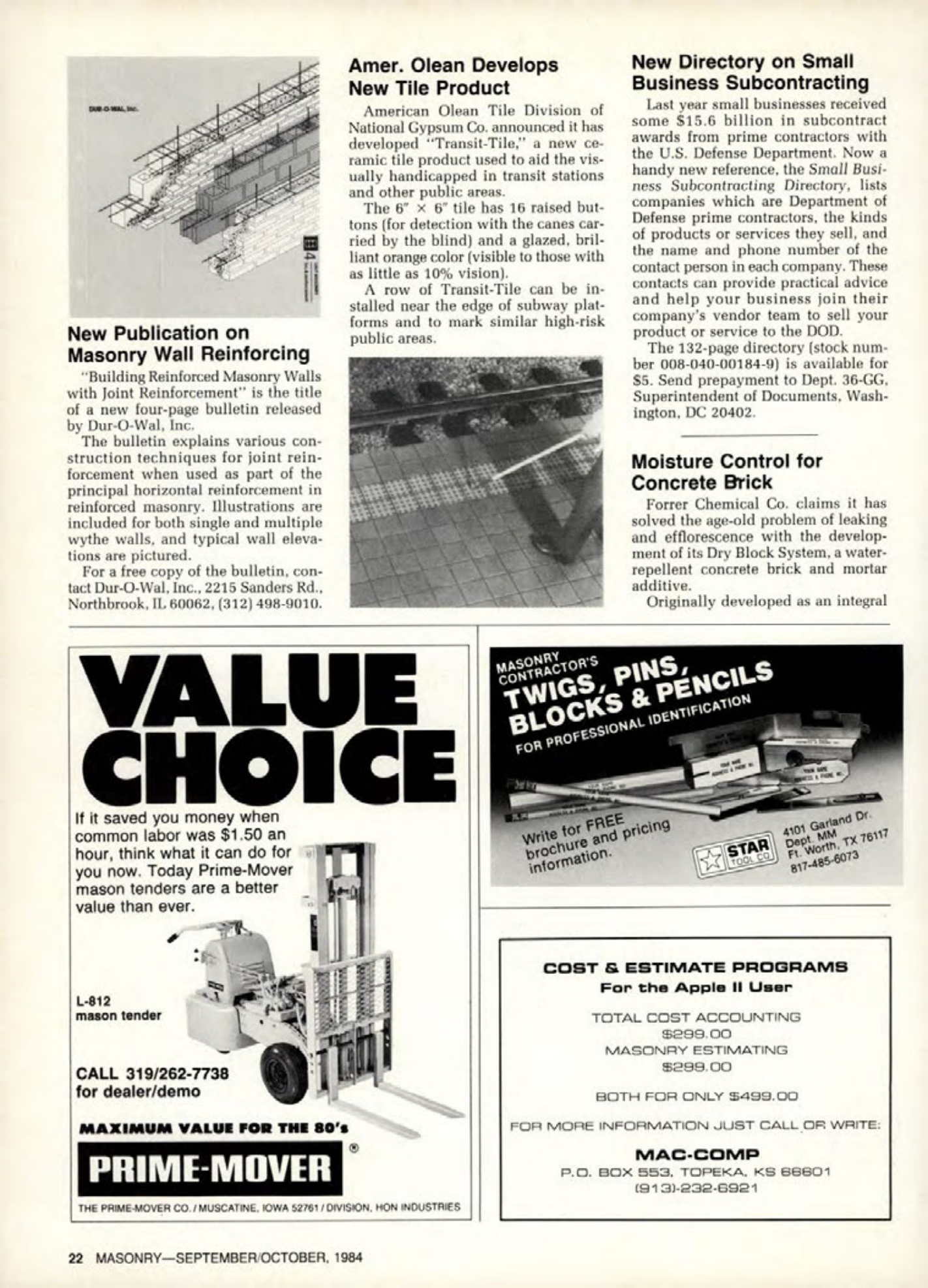 Masonry Magazine October 1984 Page. 22