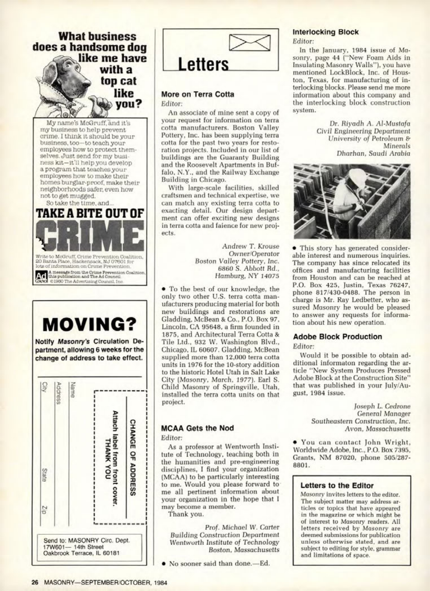 Masonry Magazine October 1984 Page. 26