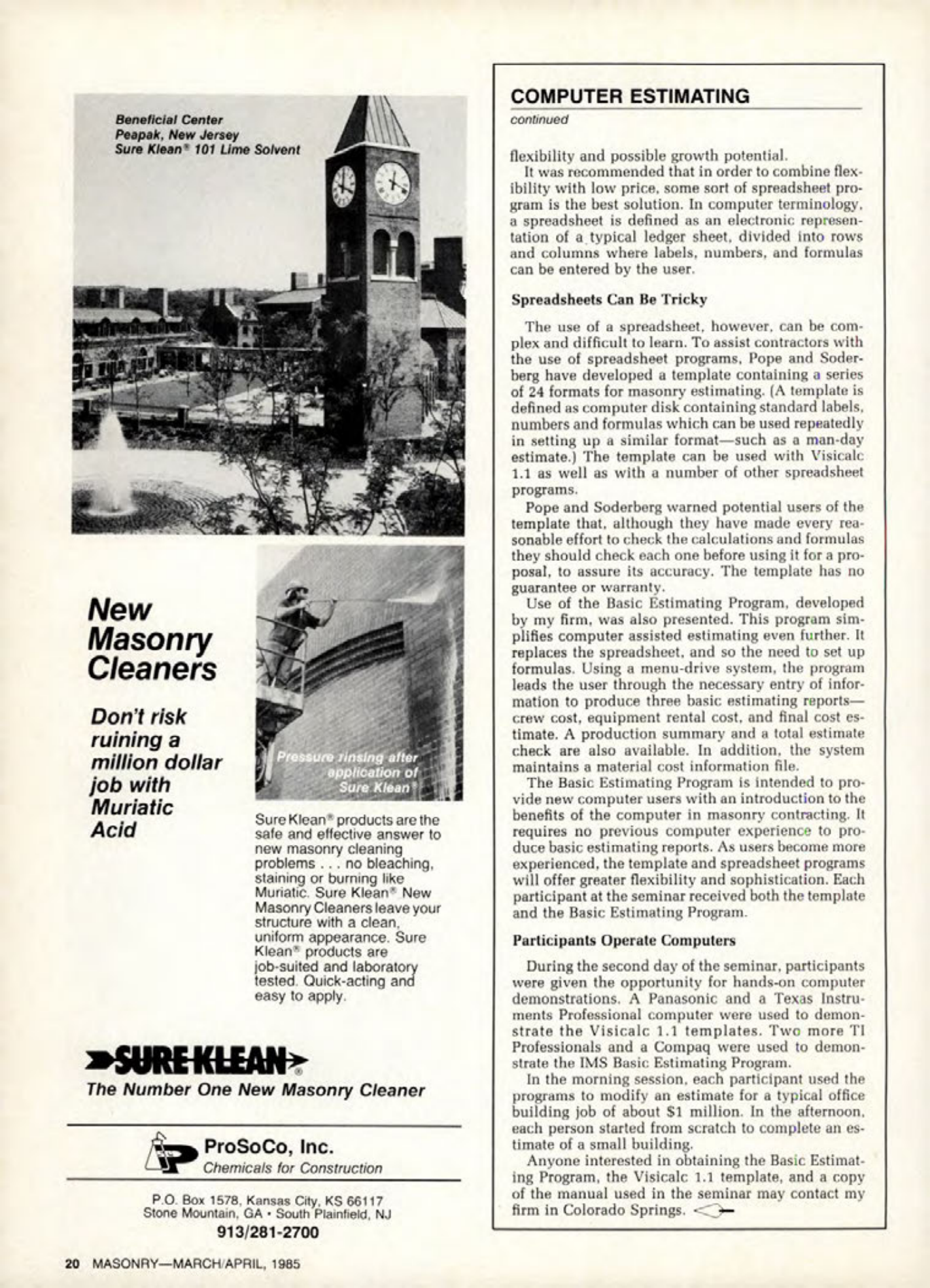 Masonry Magazine April 1985 Page. 20