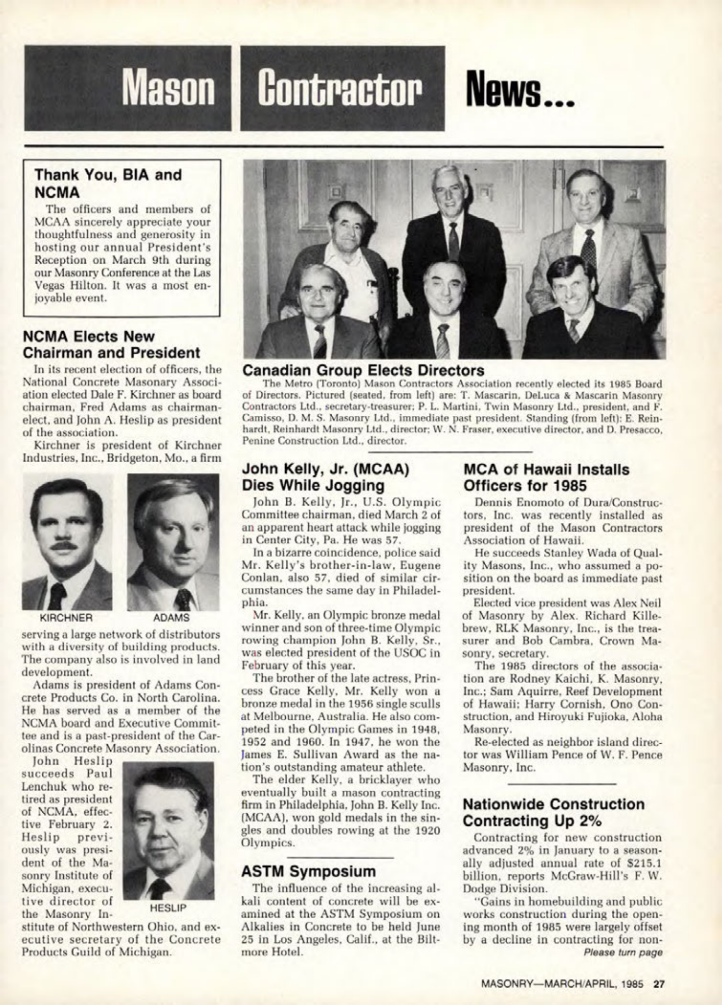 Masonry Magazine April 1985 Page. 27