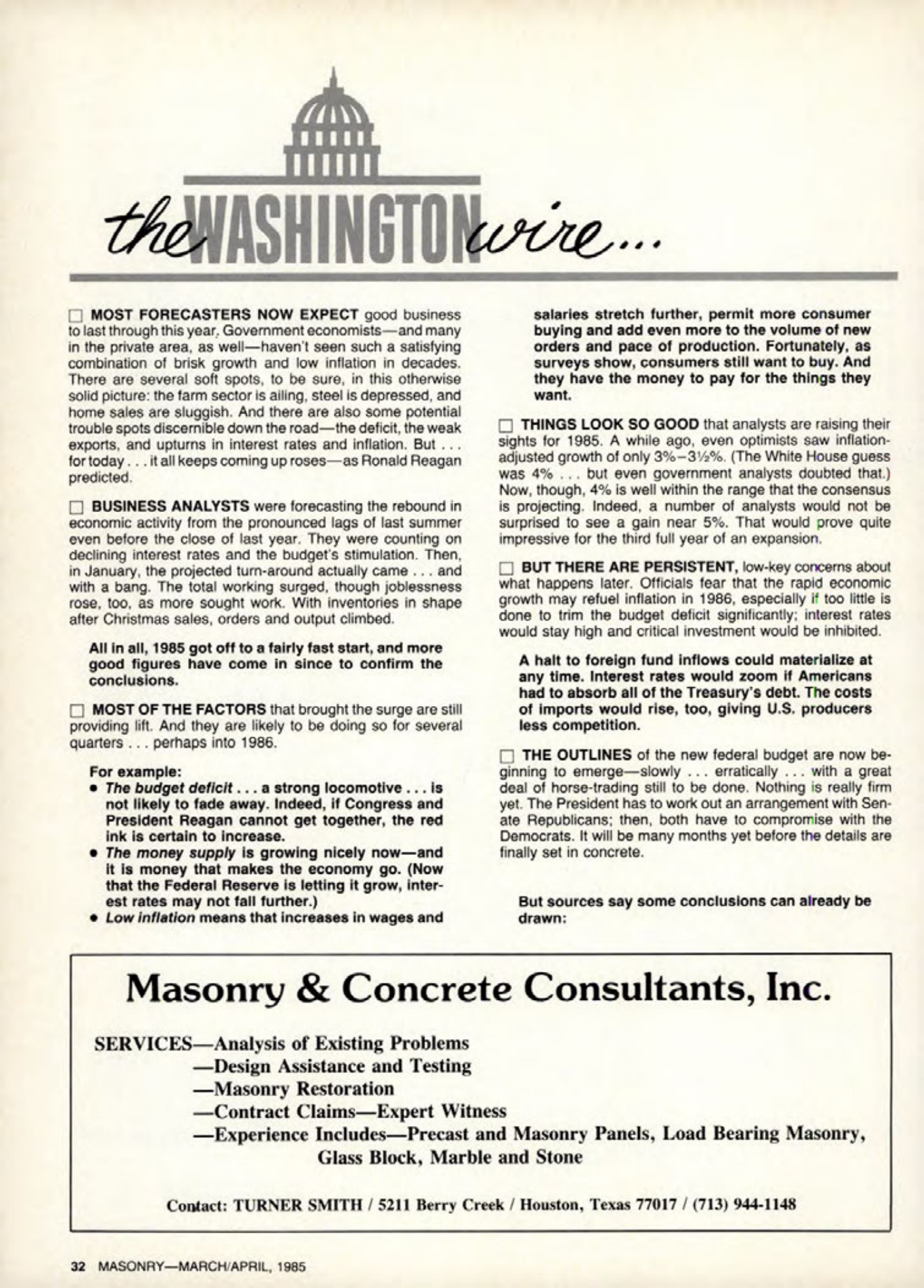 Masonry Magazine April 1985 Page. 32