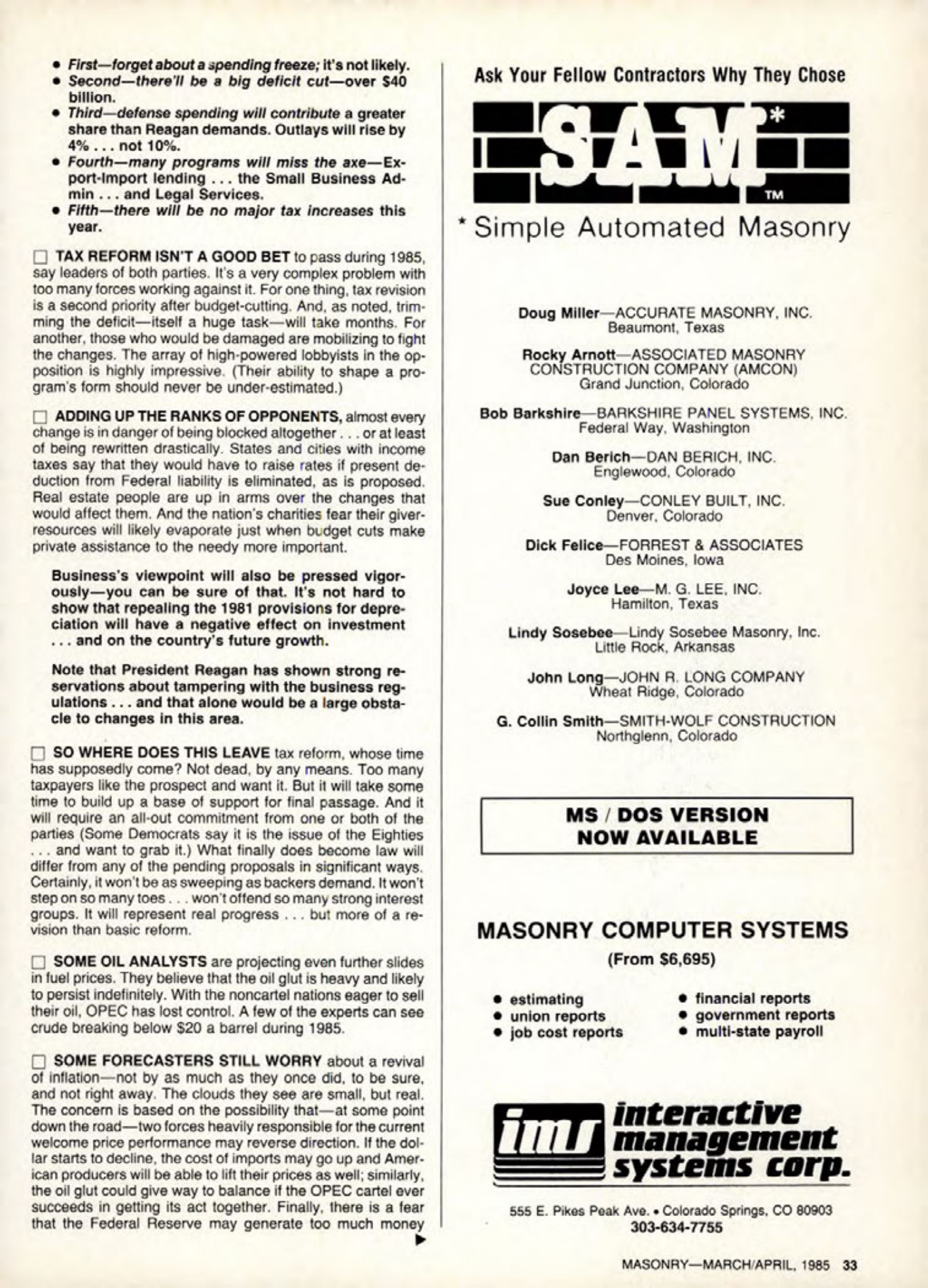 Masonry Magazine April 1985 Page. 33