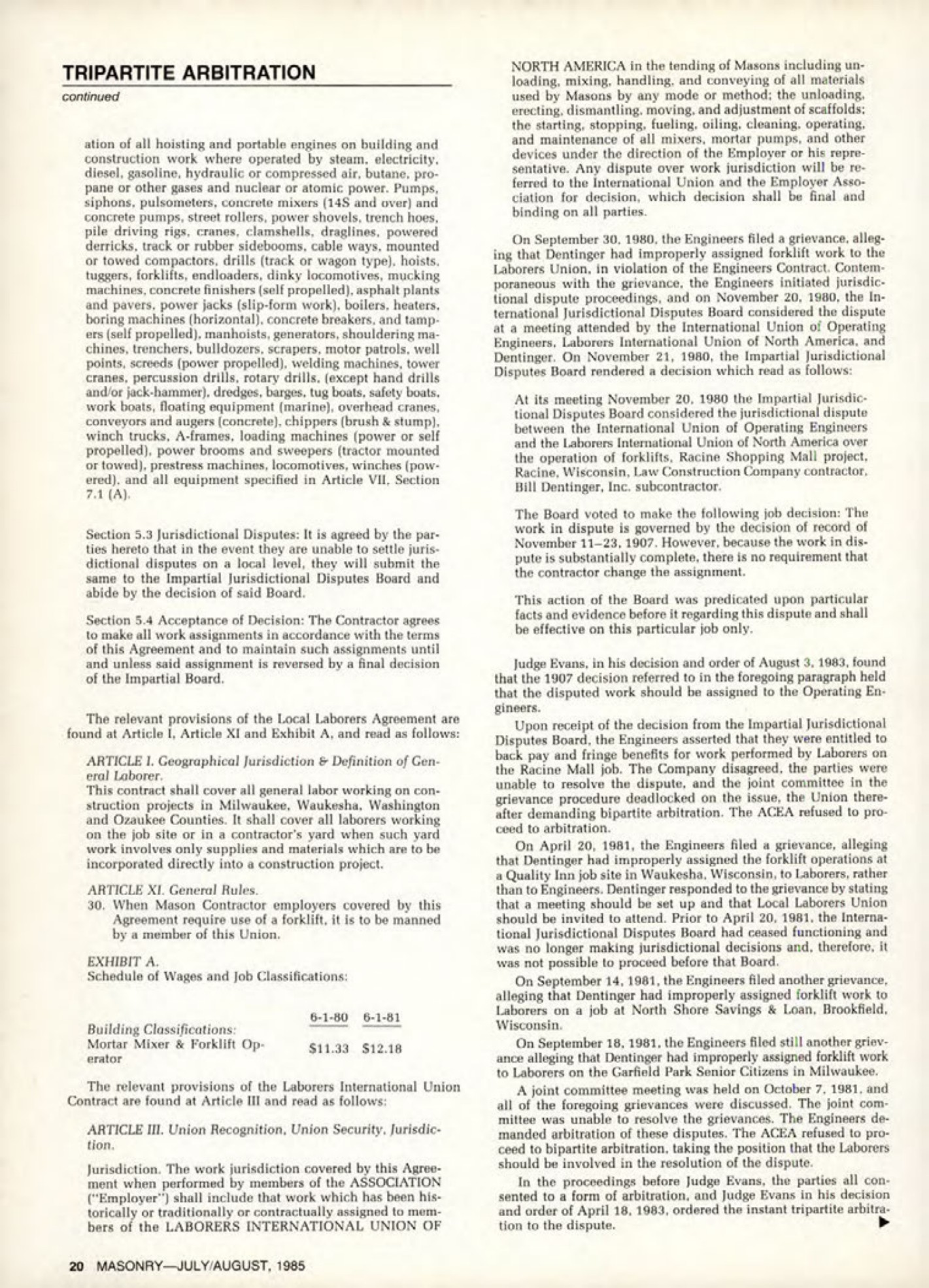 Masonry Magazine August 1985 Page. 20